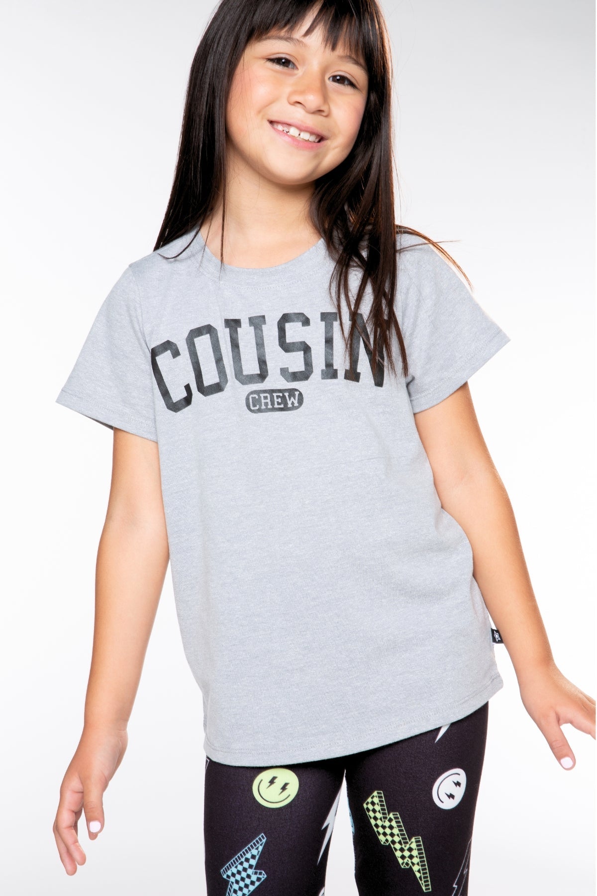Triblend Short Sleeve Tee & Slim Lounge Bottom - Pink Grey Cousin Crew Smile