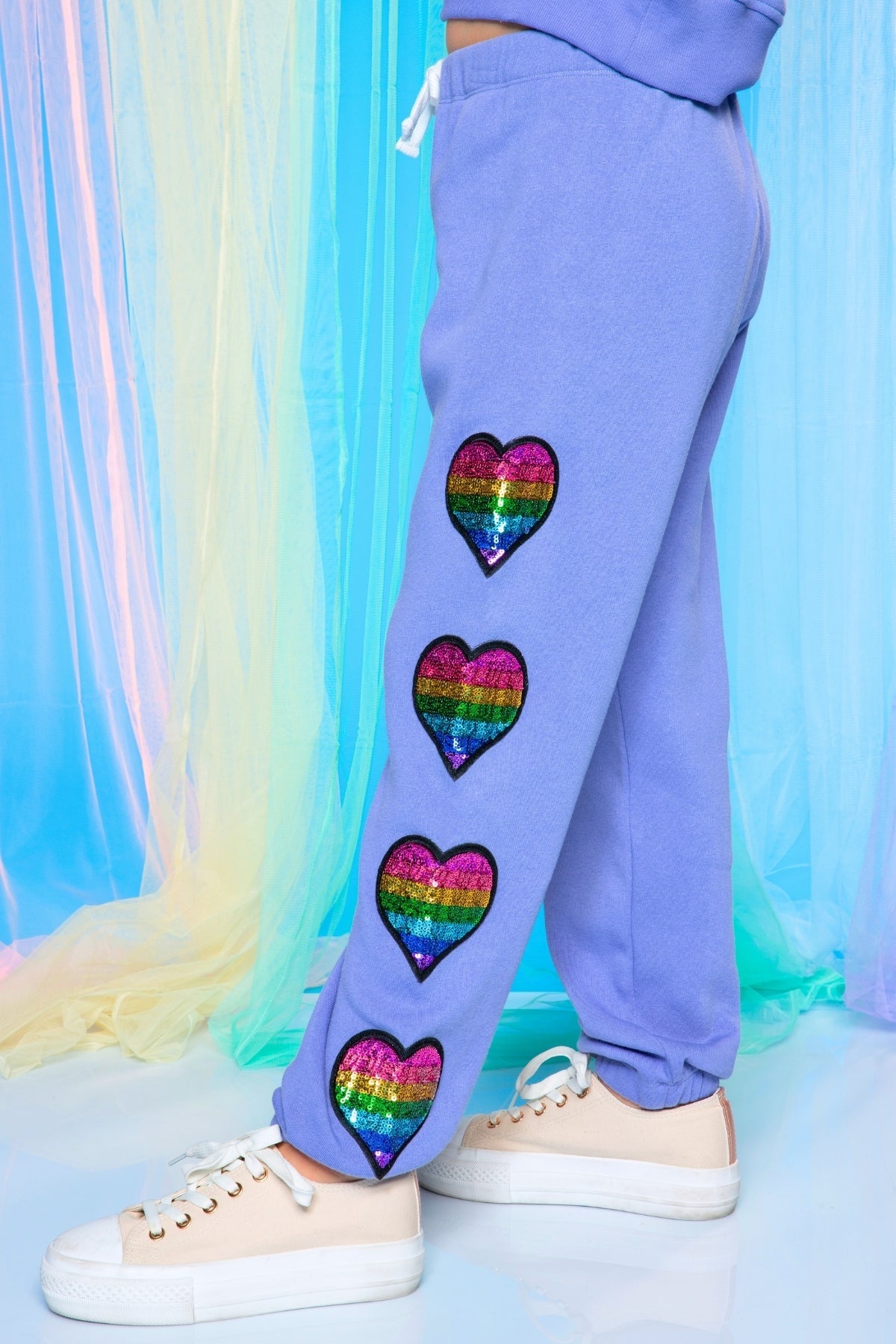 Cotton Soft French Terry Sweatpant ••• - Grey Pink Blue Stripe