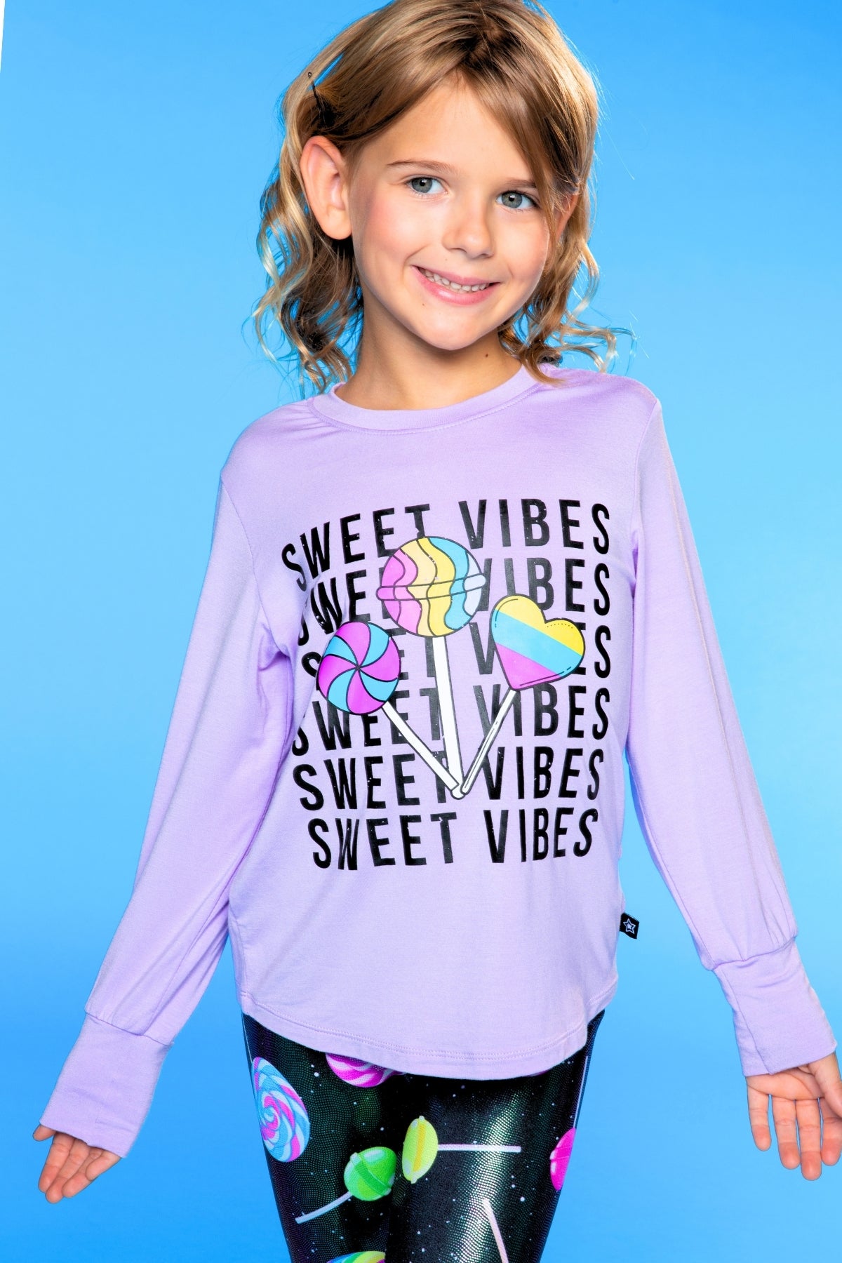 2-Pack Modal Long Sleeve Shirttail Top - Black Rainbow Peace Love | Ice Grey Star Bolt