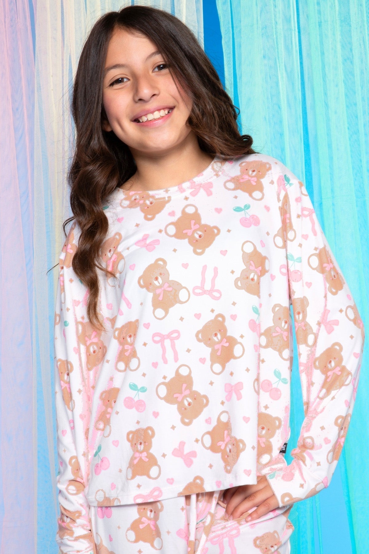 Simply Soft Long Sleeve Easy Tee & Karate Pant - Ivory Cherries & Bears