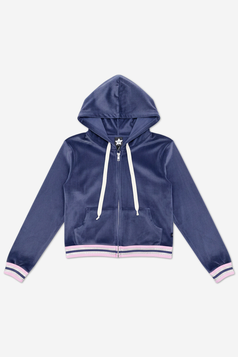 Velour Cropped Zip Hoodie - Dusty Pink