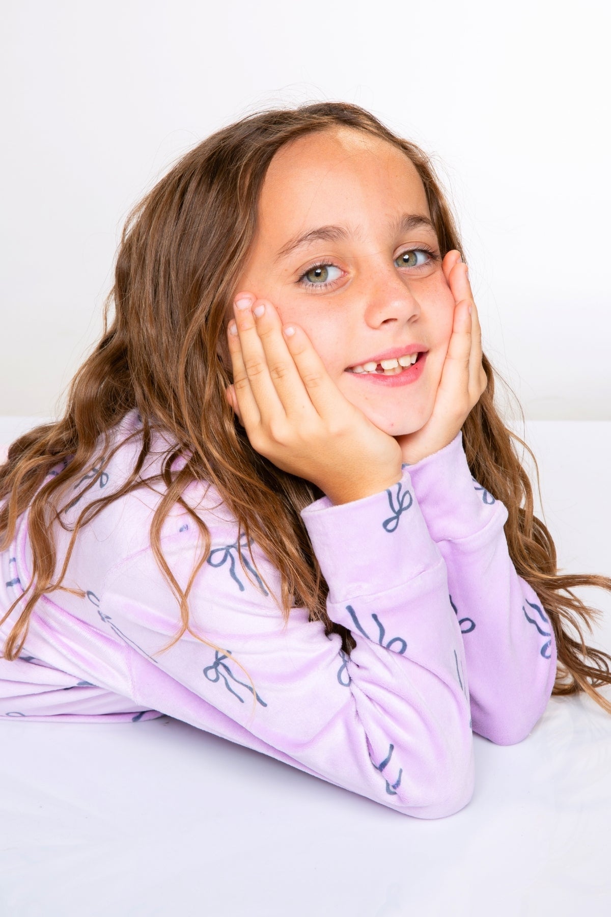 Long Sleeve Velour Set - Lilac Bows - LOVE!