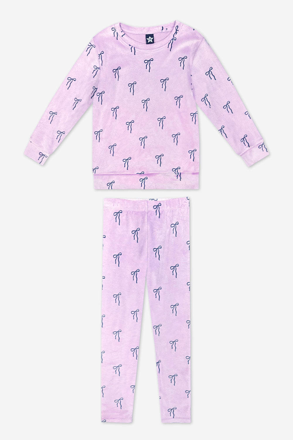 Long Sleeve Velour Set - Lilac Bows - LOVE!