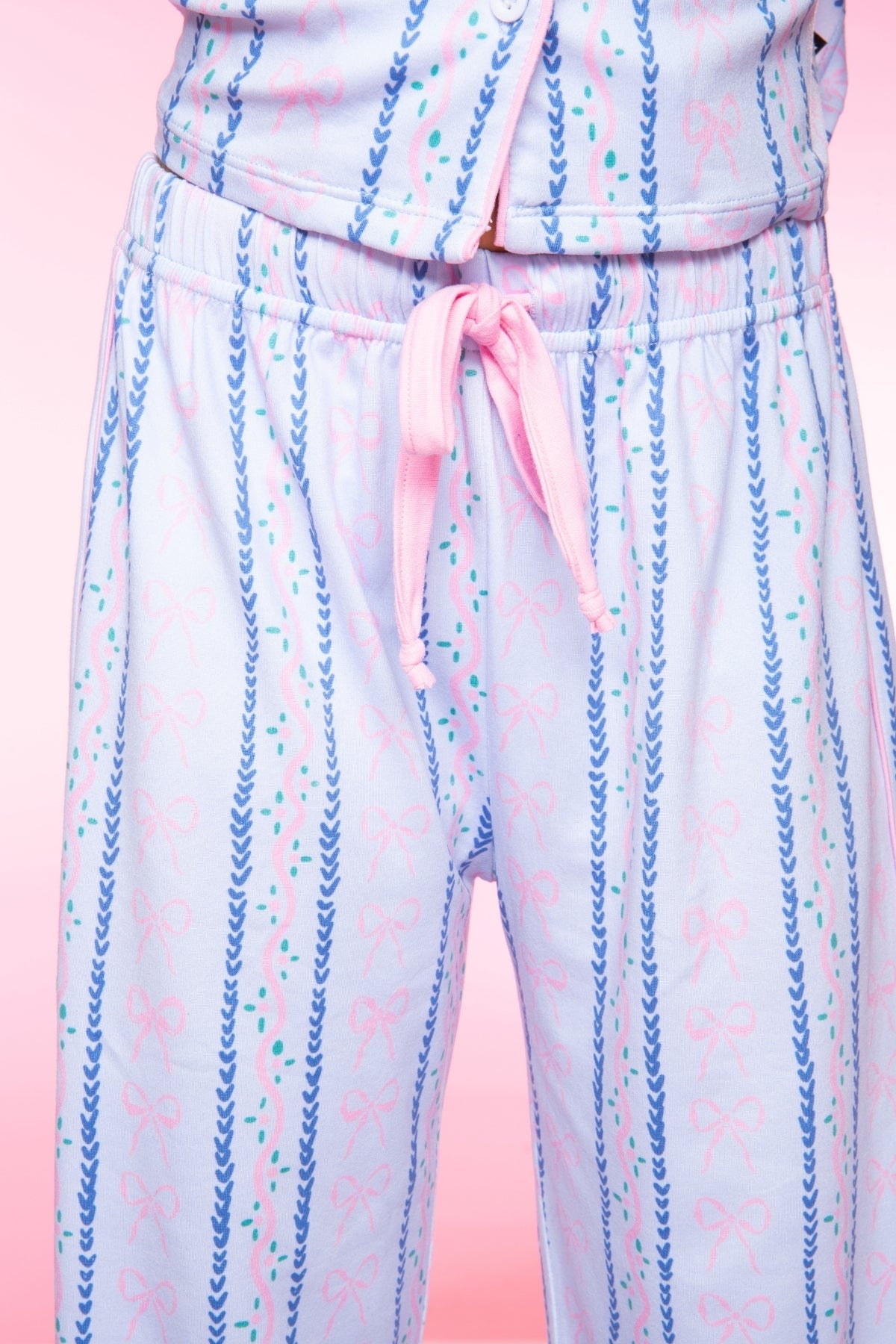 Long Sleeve Simply Soft Button Down Top & Karate Pant - Ivory Blue Floral
