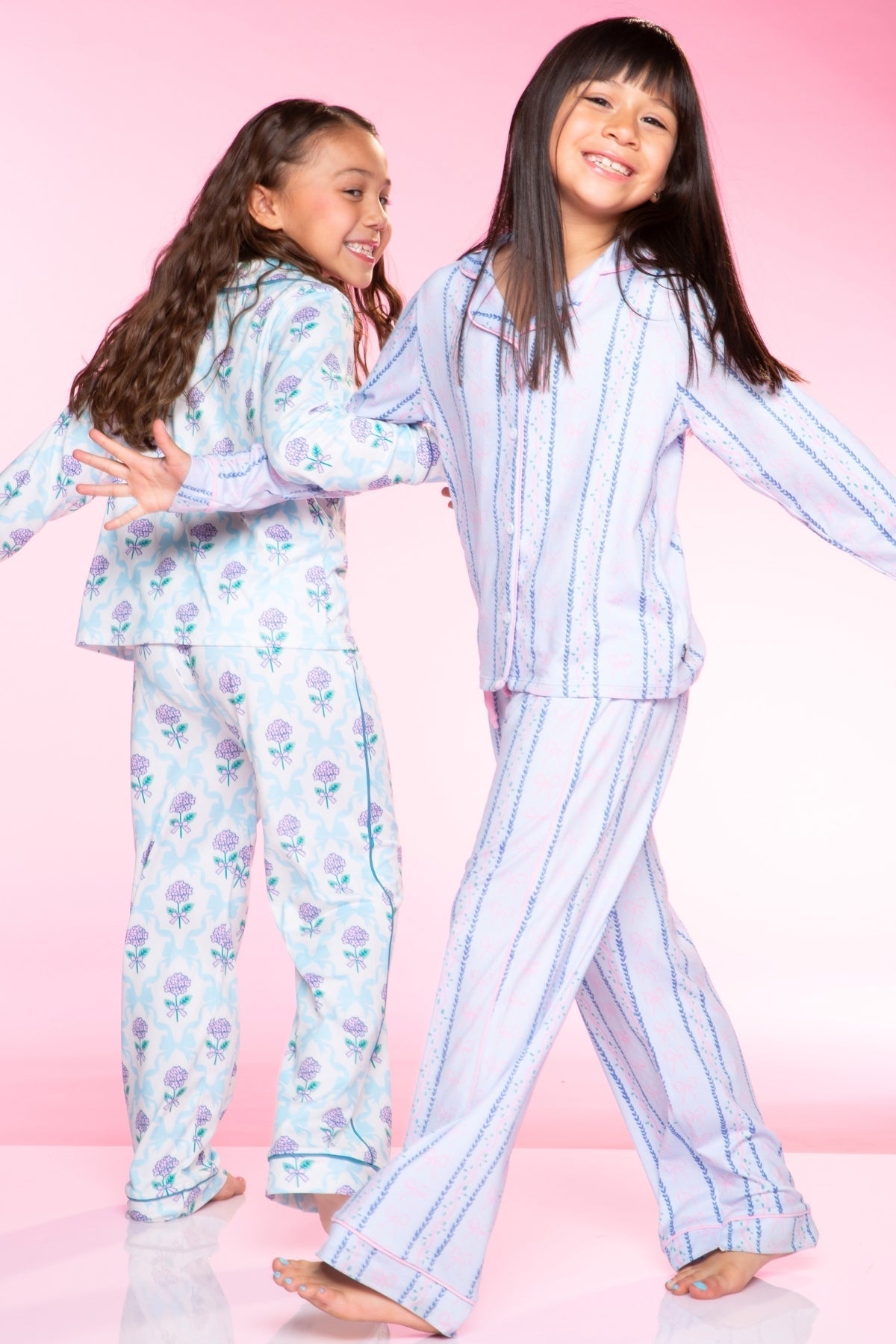 Long Sleeve Simply Soft Button Down Top & Karate Pant - Ivory Blue Floral