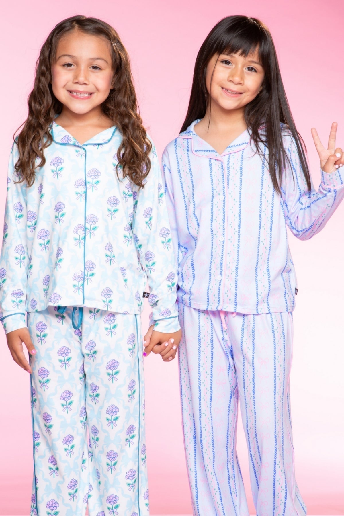 Long Sleeve Simply Soft Button Down Top & Karate Pant - Ivory Blue Floral