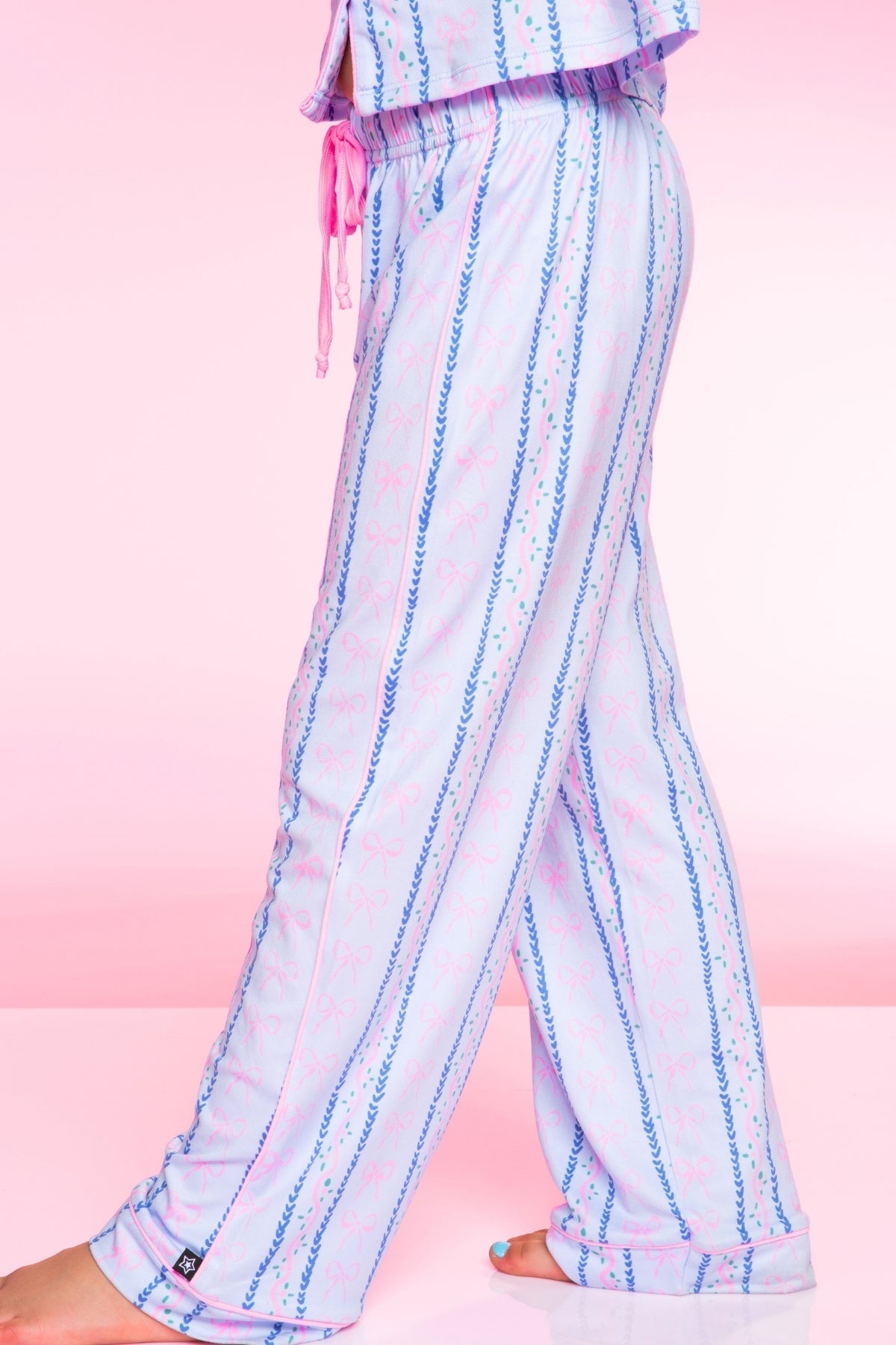 Long Sleeve Simply Soft Button Down Top & Karate Pant - Ivory Blue Floral