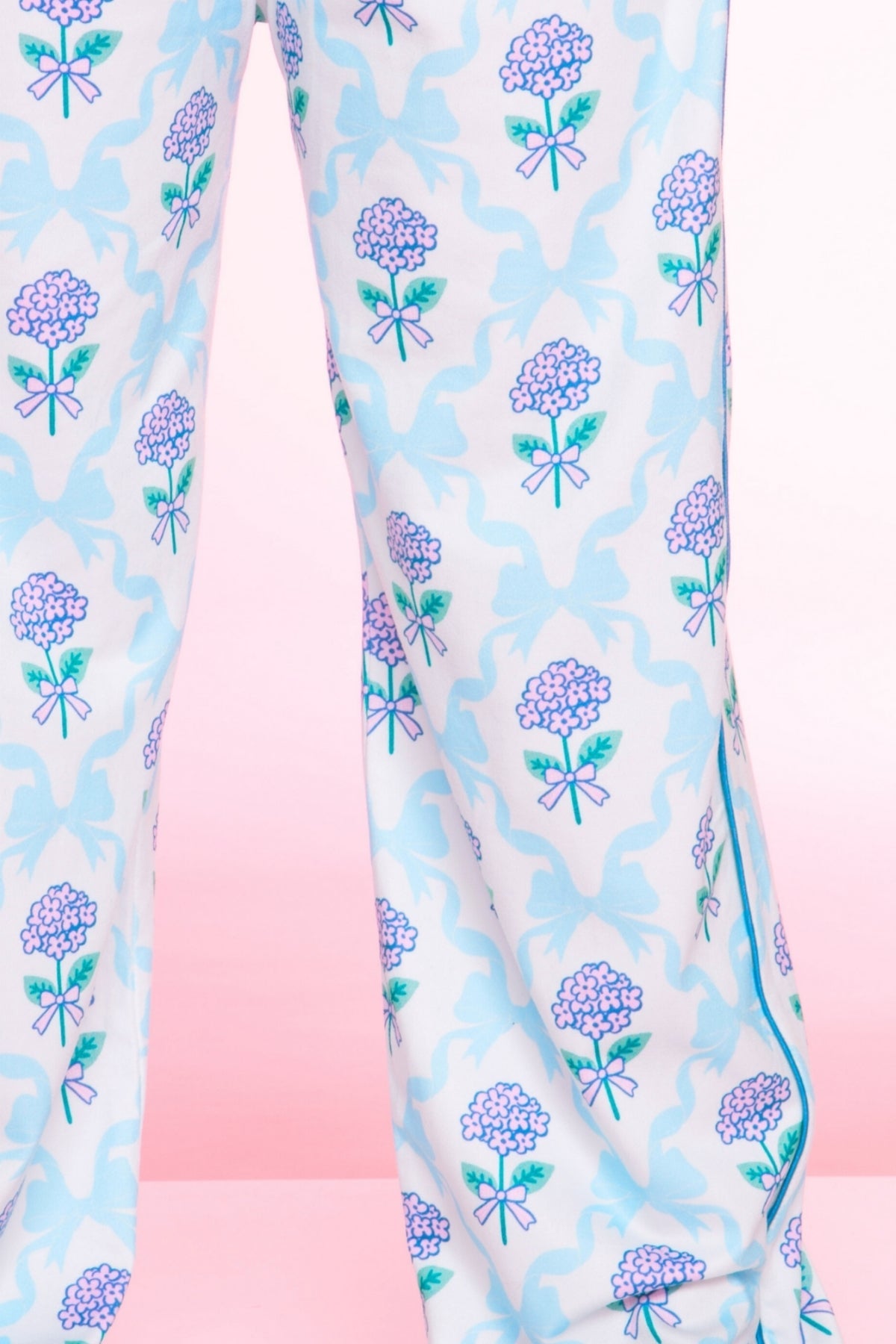 Long Sleeve Simply Soft Button Down Top & Karate Pant - Ivory Blue Floral