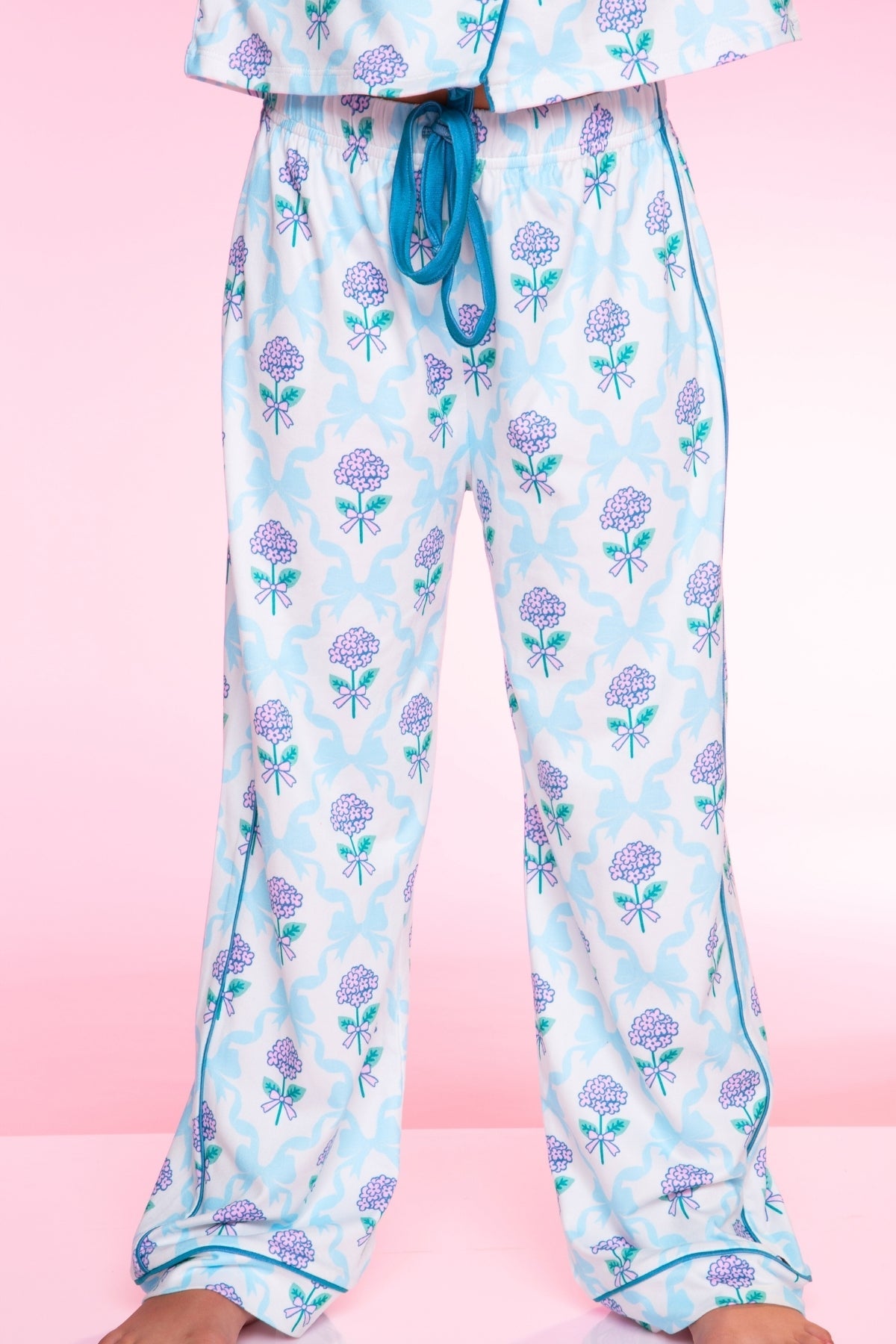 Long Sleeve Simply Soft Button Down Top & Karate Pant - Ivory Blue Floral