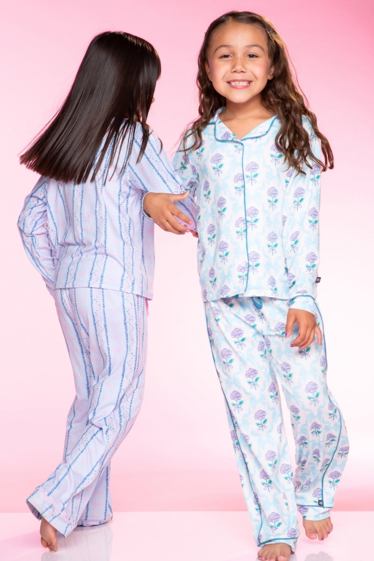 Long Sleeve Simply Soft Button Down Top & Karate Pant - Ivory Blue Floral