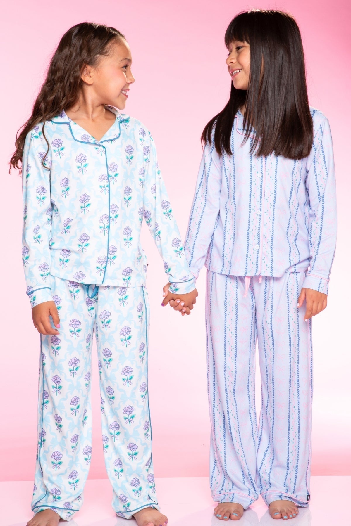 Long Sleeve Simply Soft Button Down Top & Karate Pant - Ivory Blue Floral