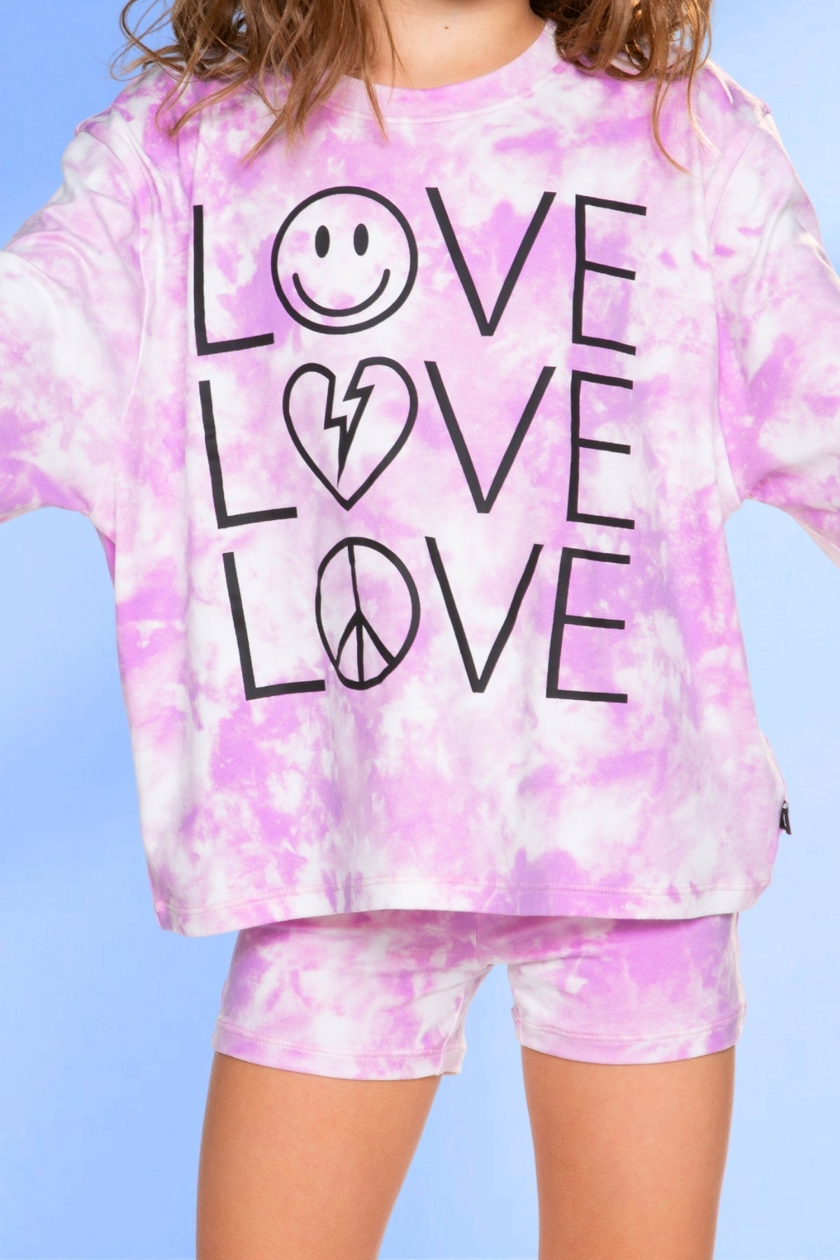 Simply Soft Long Sleeve Easy Tee & Tumble Short Lounge Set - Pink Tie Dye Love