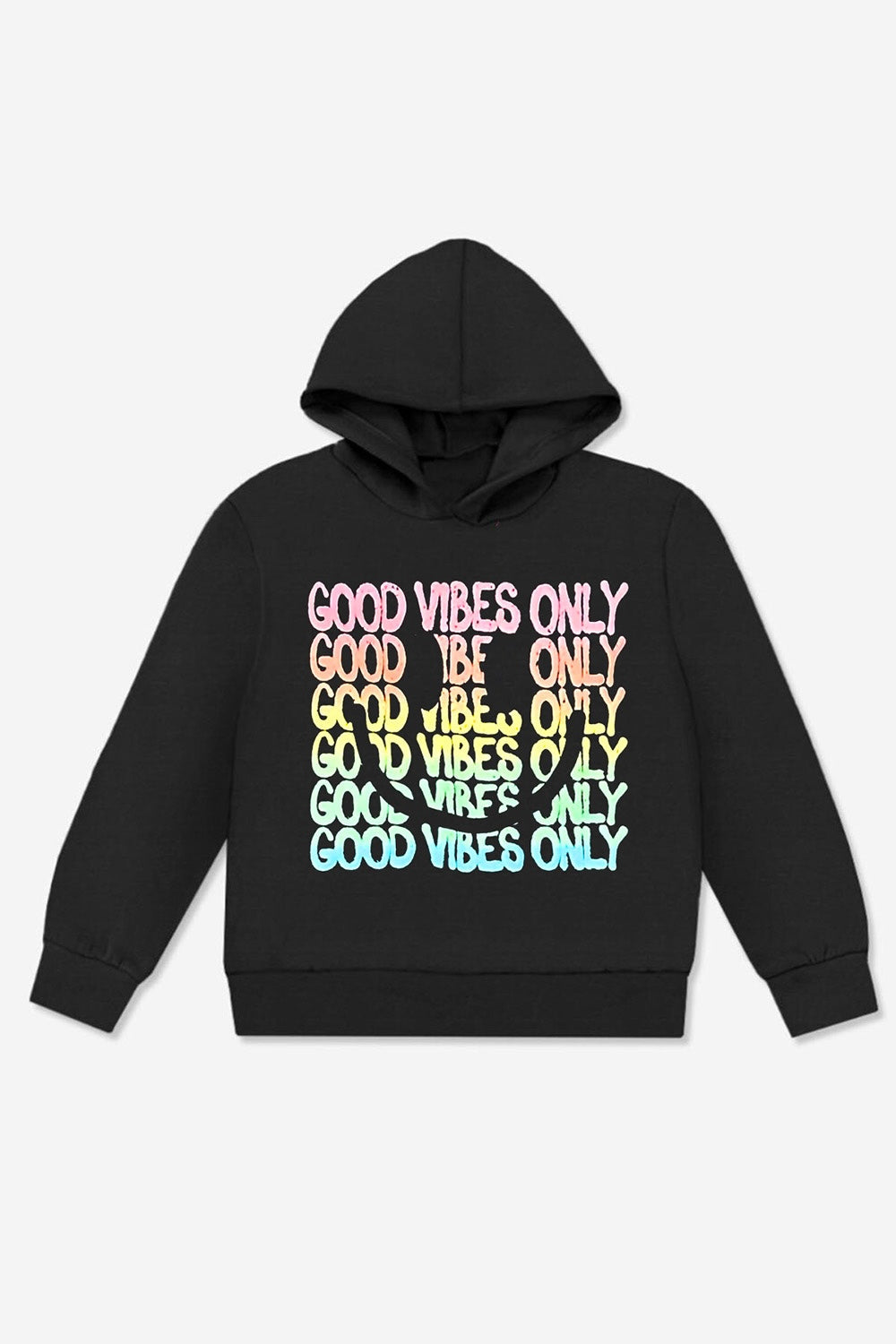 Cotton Soft French Terry Everyday Hoodie - Black Rainbow Heart Bolt