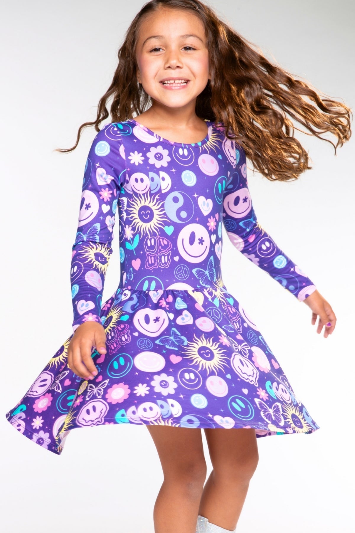 Simply Soft Long Sleeve Be Happy Dress.. - Rainbow Star