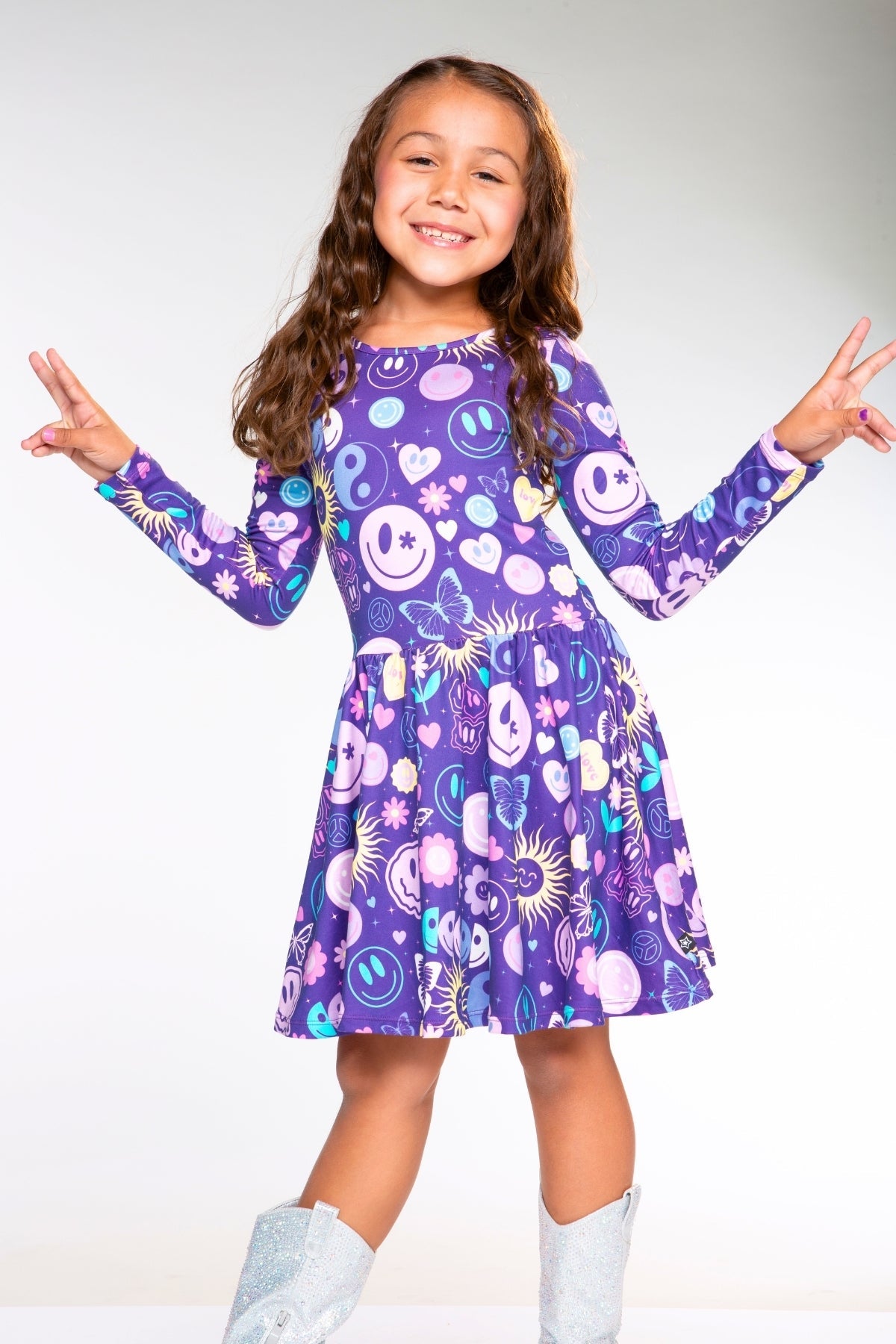 Simply Soft Long Sleeve Be Happy Dress.. - Rainbow Star