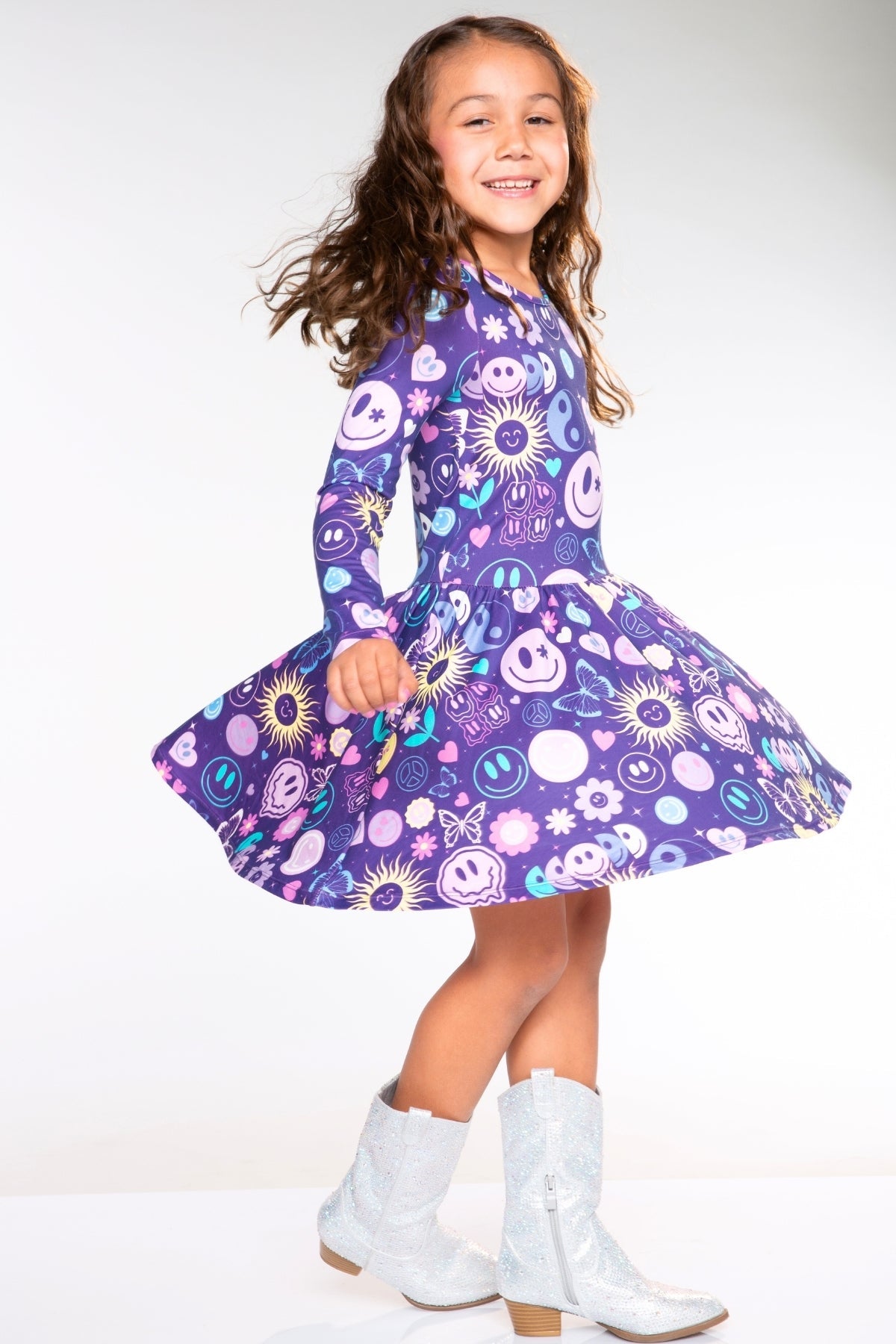 Simply Soft Long Sleeve Be Happy Dress.. - Rainbow Star
