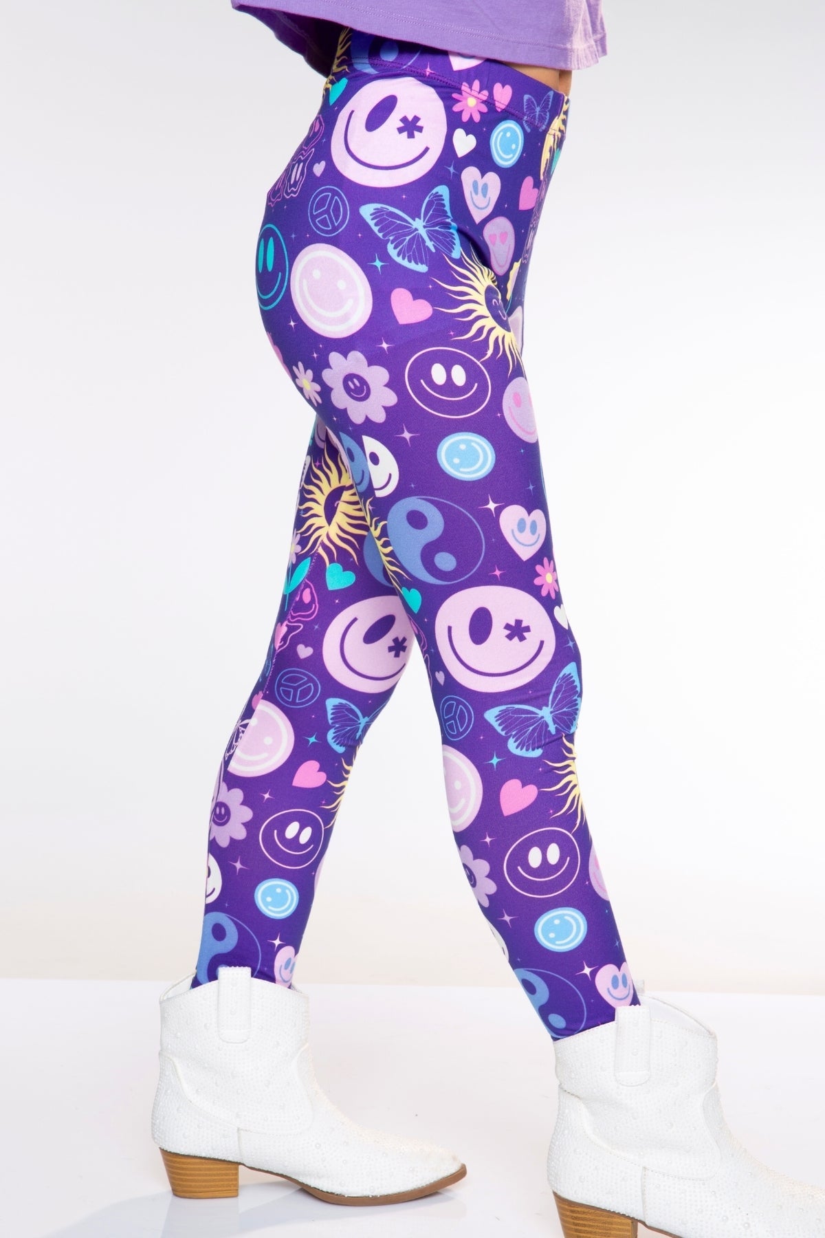 Simply Soft Long Legging. - Denim Tie Dye Graffiti Elements - NEW!
