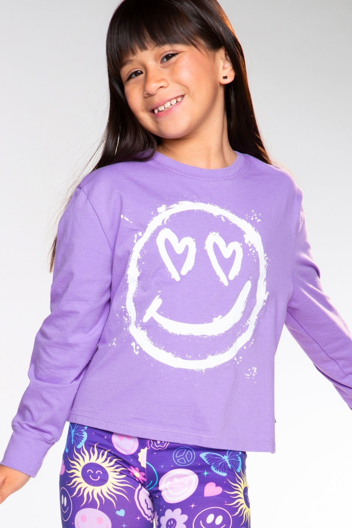Washed Cotton Long Sleeve Easy Tee - Pink Bolt
