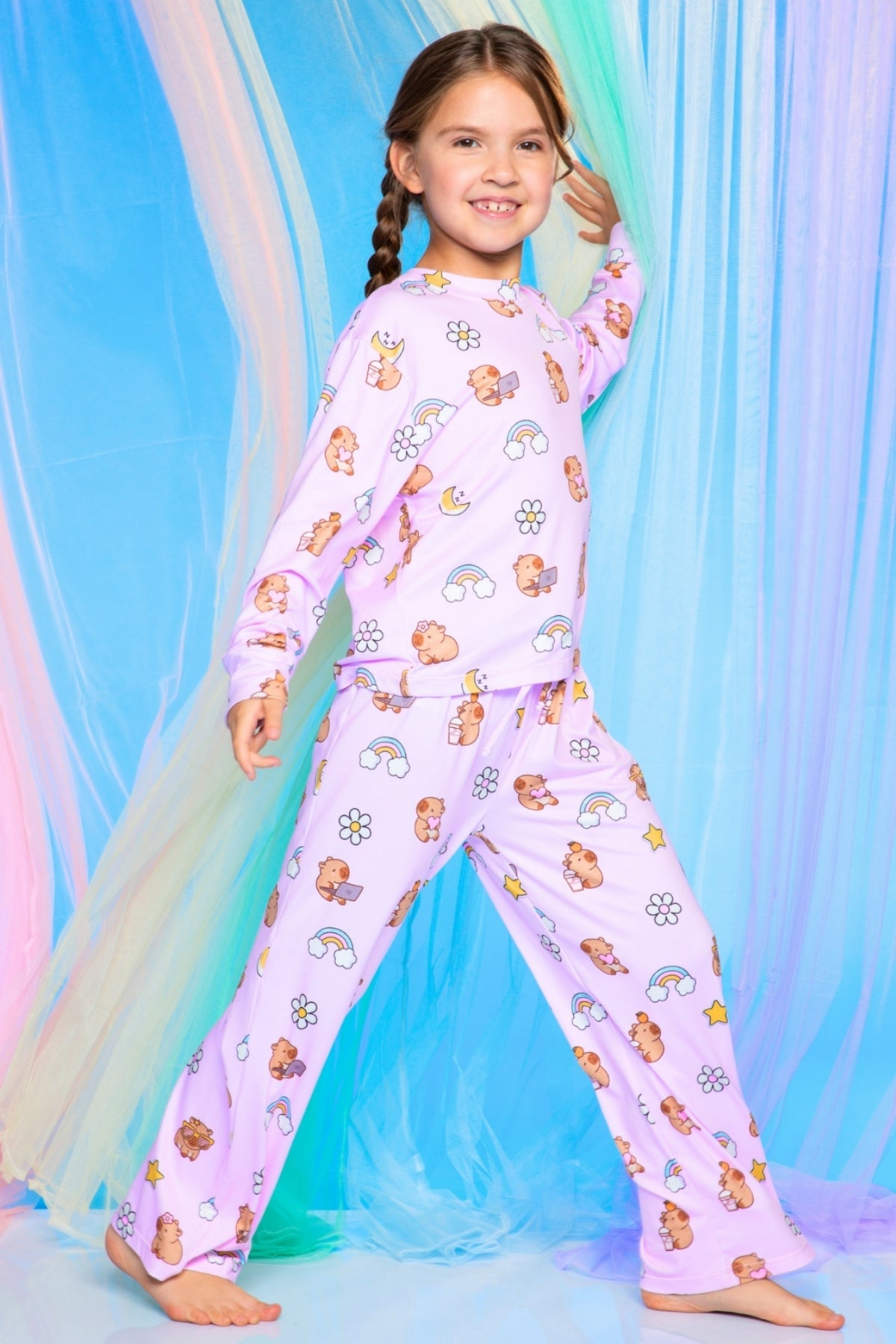 Simply Soft Long Sleeve Easy Tee & Karate Pant - Ivory Cherries & Bears