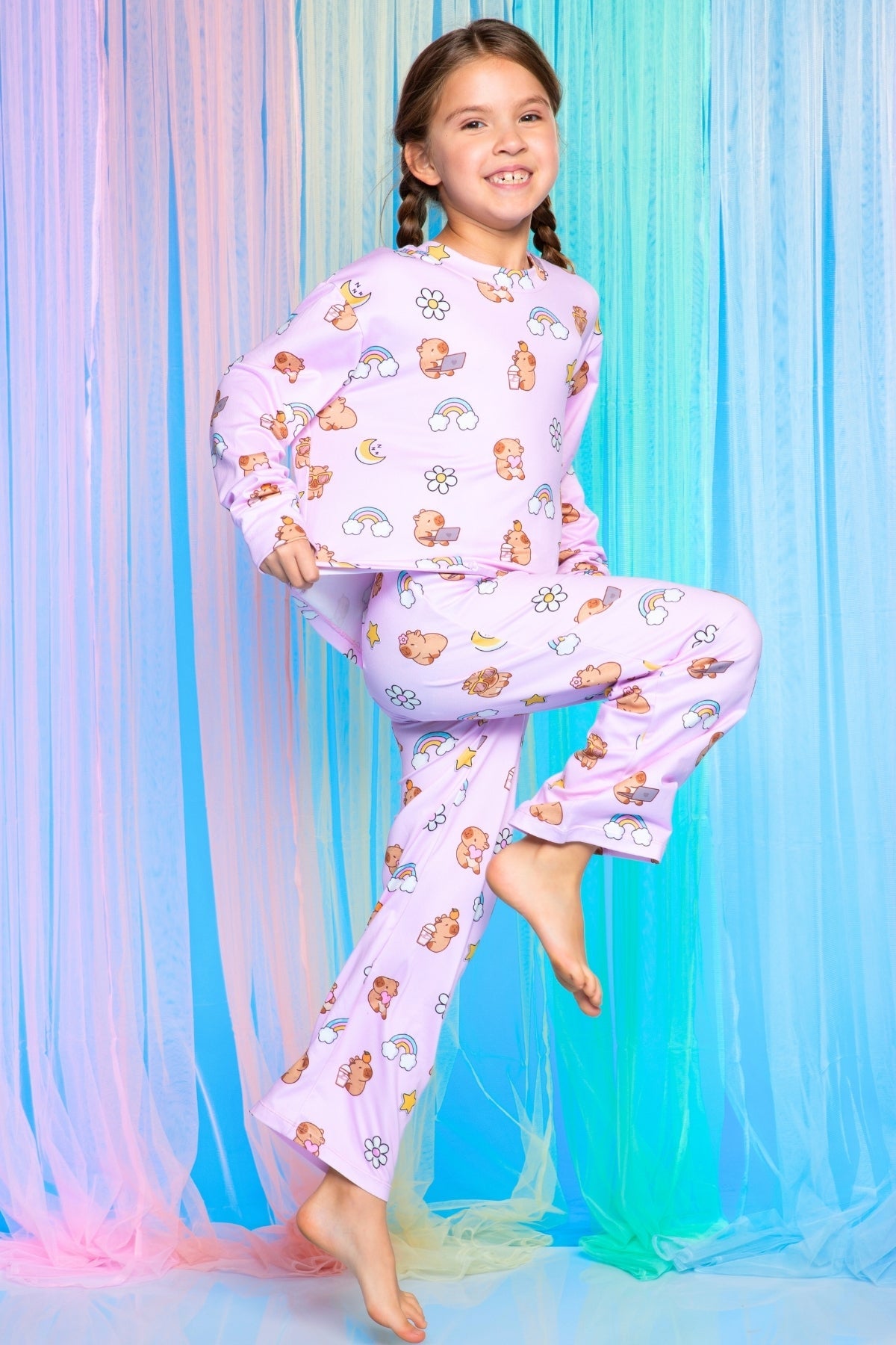 Simply Soft Long Sleeve Easy Tee & Karate Pant - Ivory Cherries & Bears