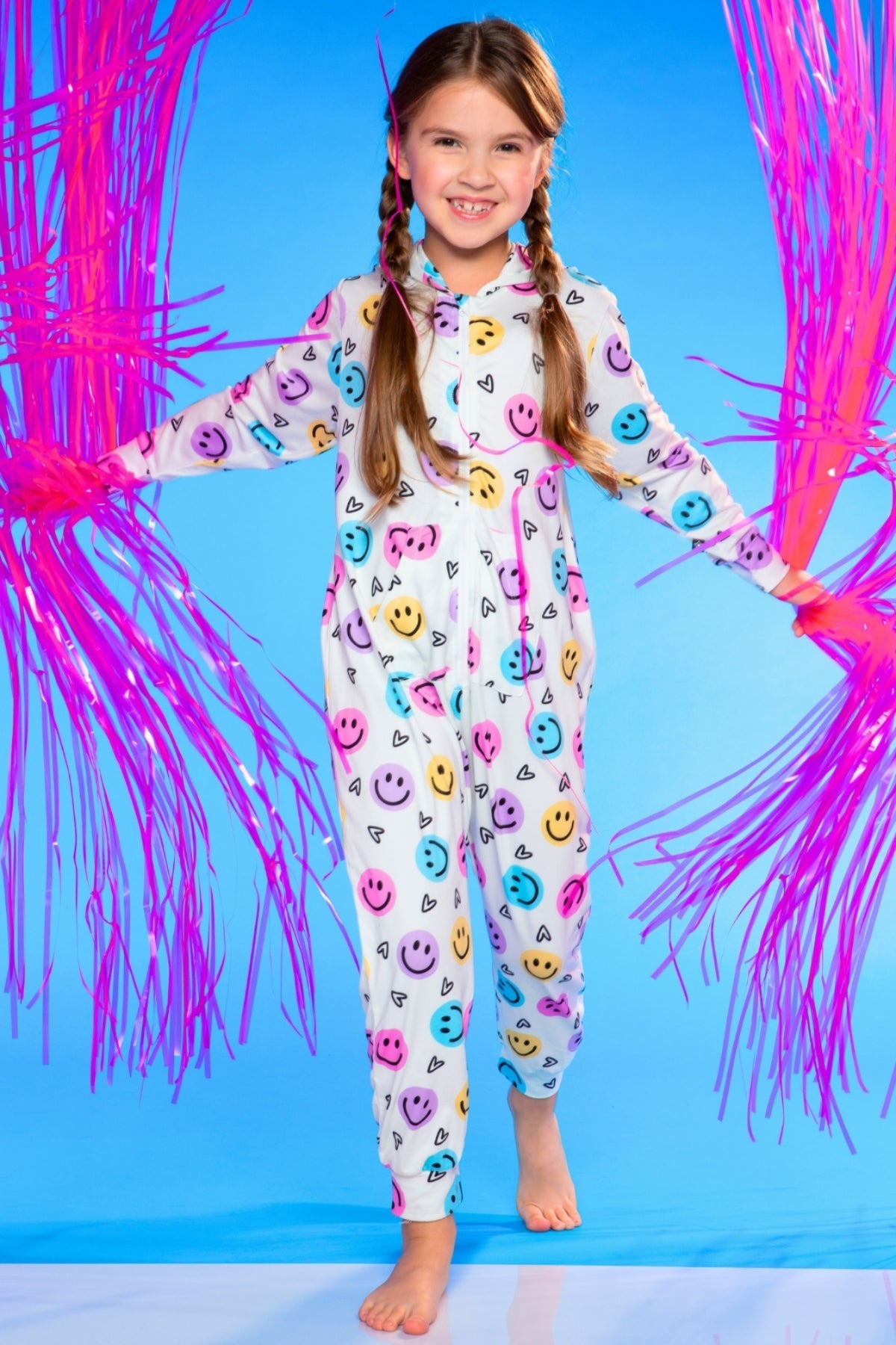 Simply Soft Hooded Zip Onesie - Pink Rainbows