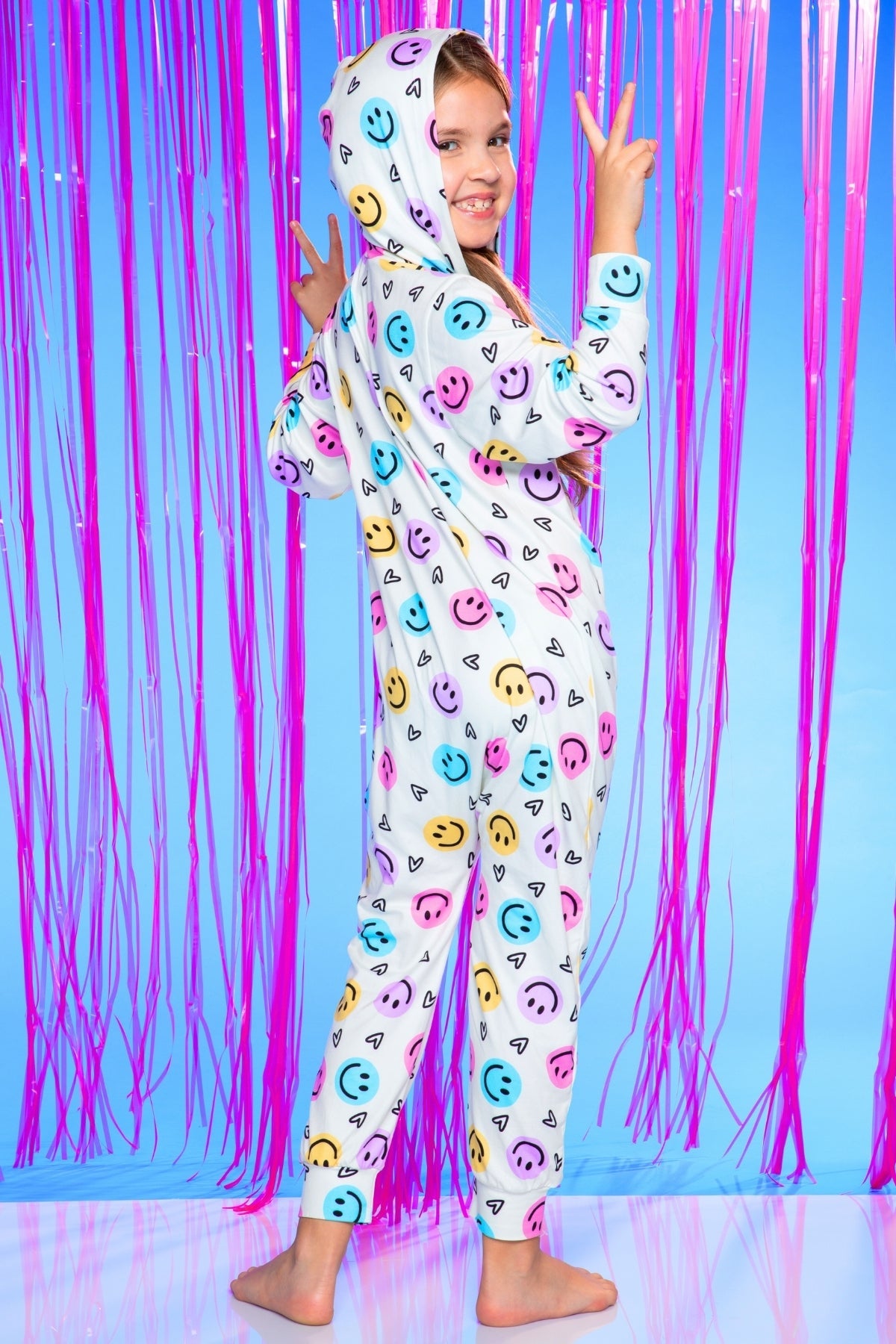Simply Soft Hooded Zip Onesie - Pink Rainbows