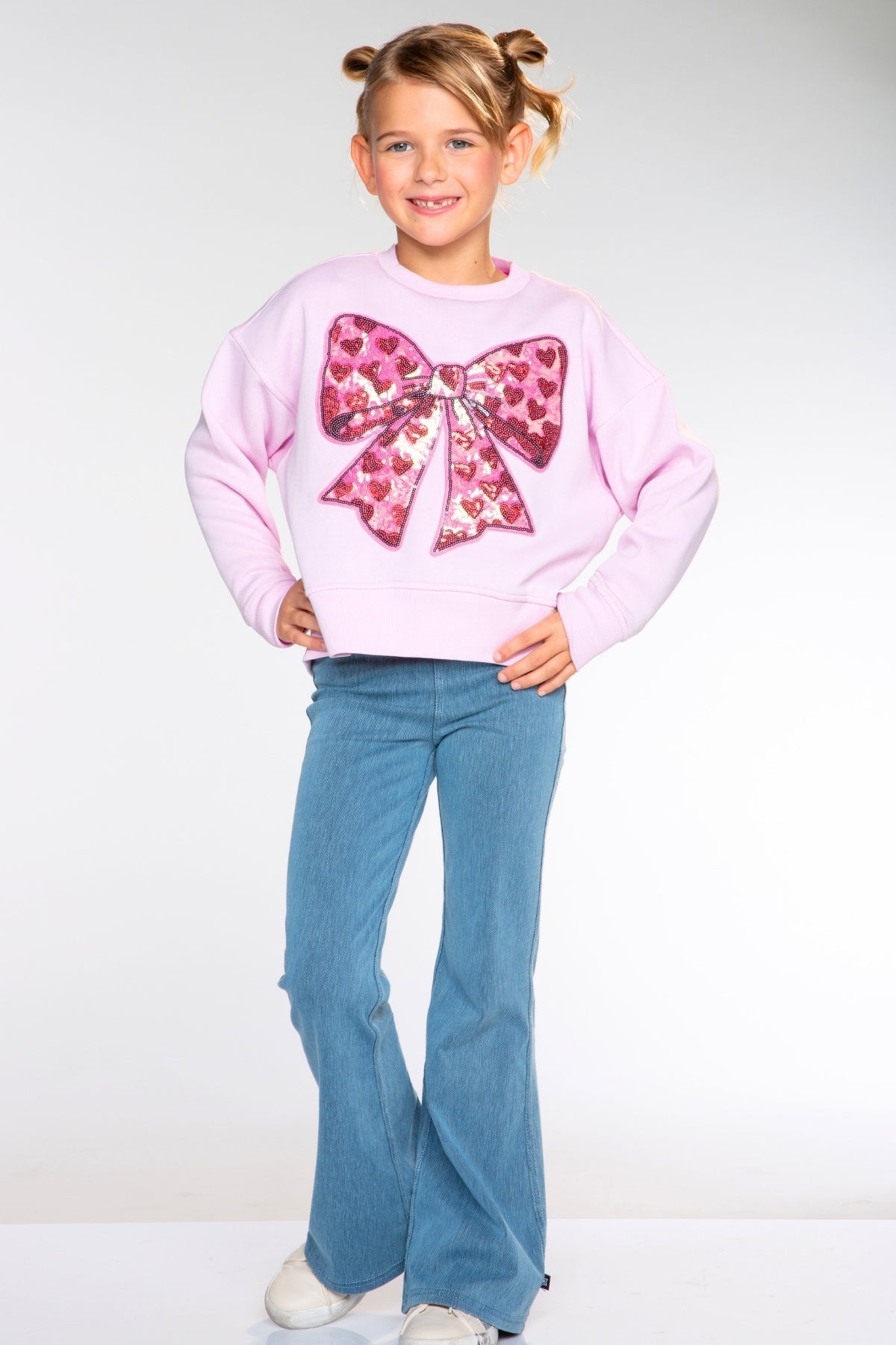 Cloud Soft French Terry Everyday Sweatshirt - Pink Daisy Rainbow