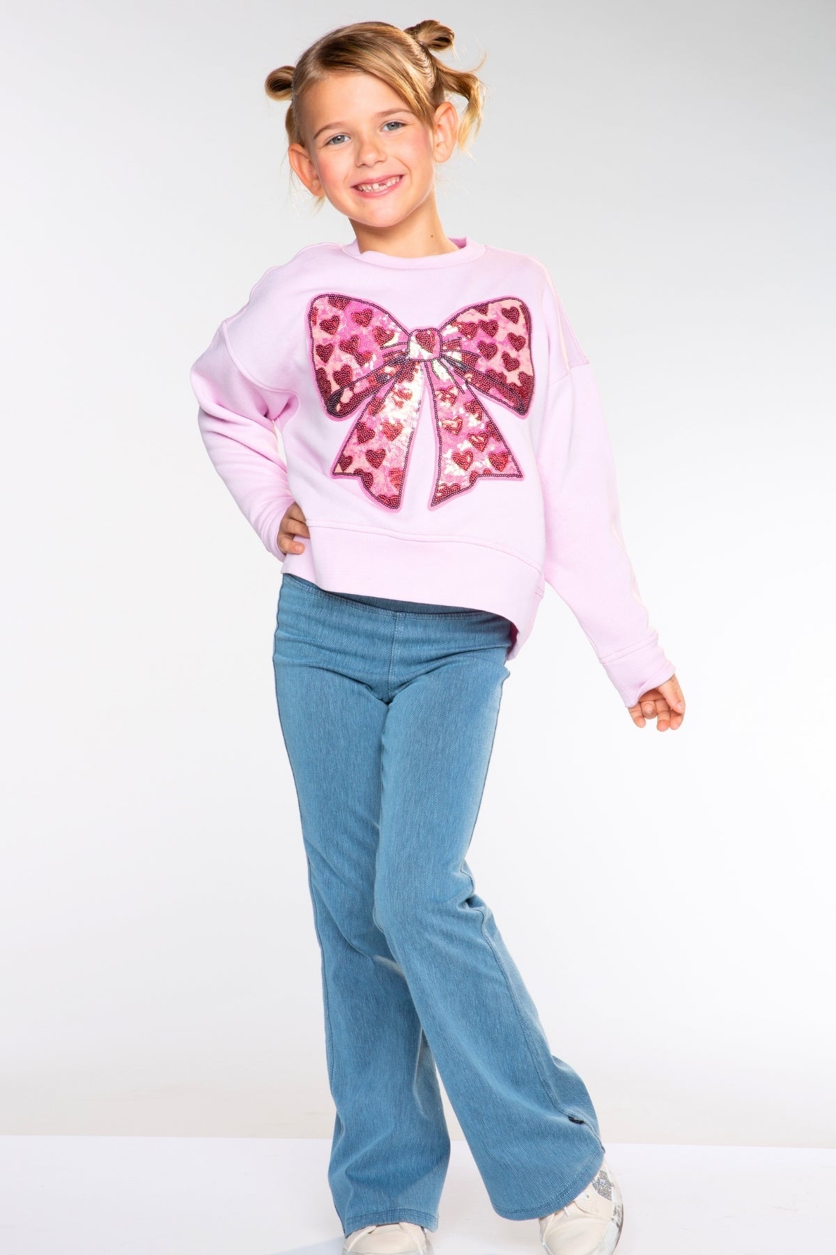 Cloud Soft French Terry Everyday Sweatshirt - Pink Daisy Rainbow