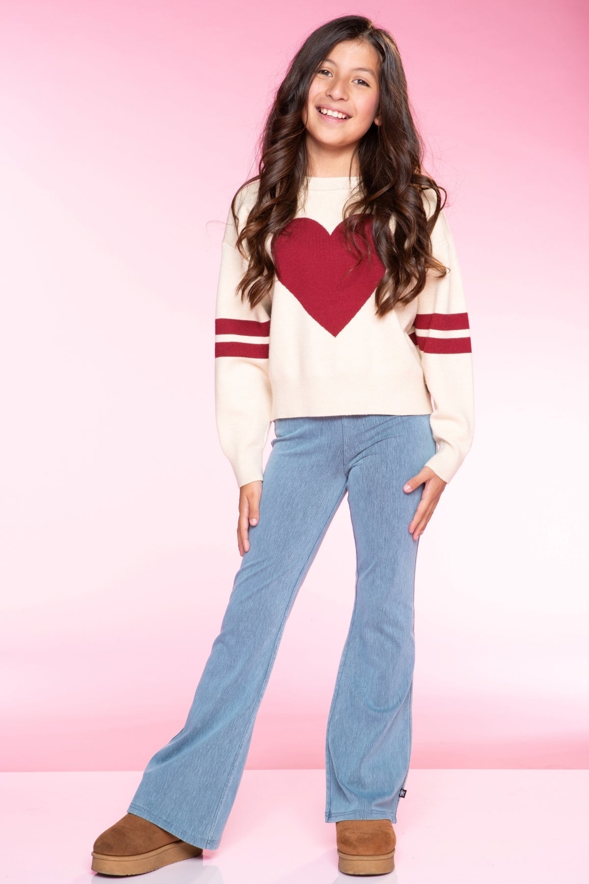 Yummy Soft Crew Neck Sweater - Lt Pink Yellow Lemon