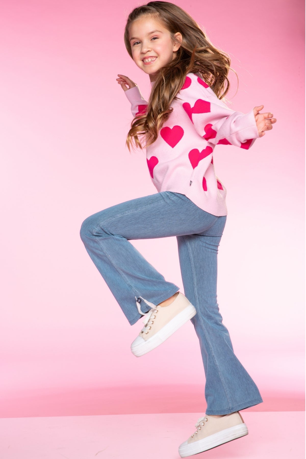 Yummy Soft Crew Neck Sweater - Lt Pink Yellow Lemon