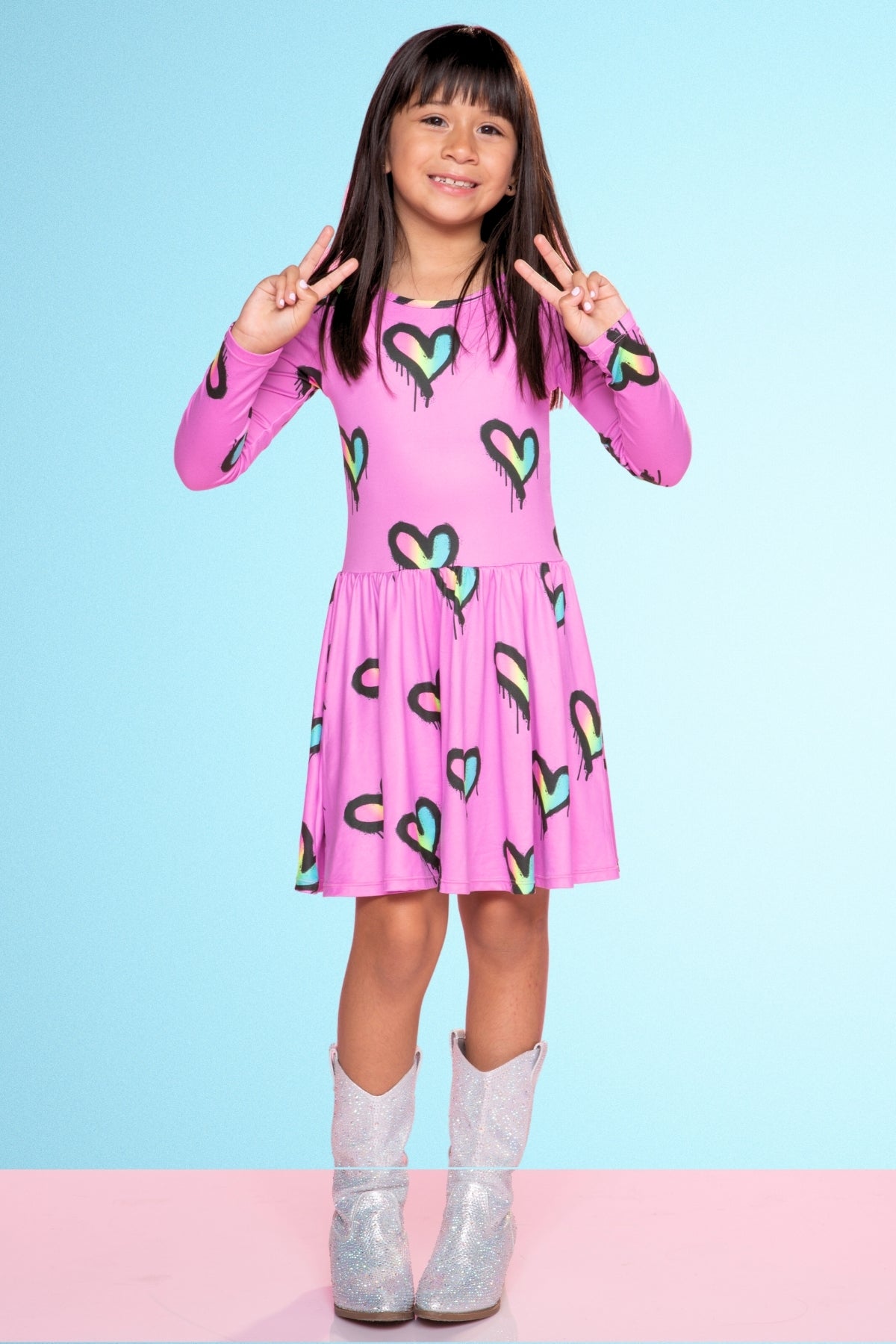 Simply Soft Long Sleeve Be Happy Dress - Pink Berry Love