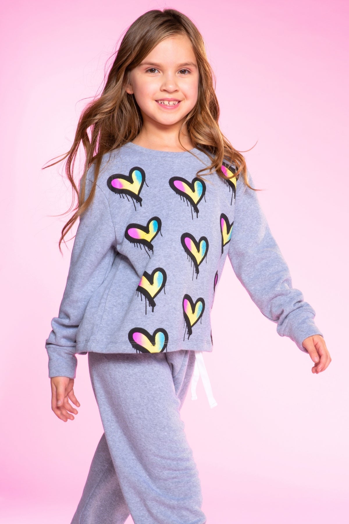 Cotton Soft French Terry Easy Crew Sweatshirt - Black Rainbow Bow