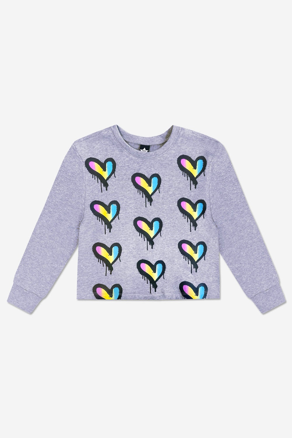 Cotton Soft French Terry Easy Crew Sweatshirt - Black Rainbow Bow