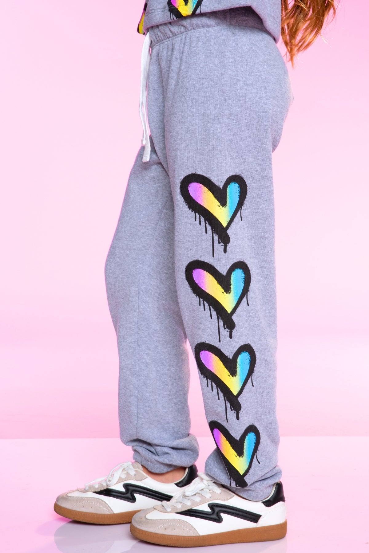Cotton Soft French Terry Sweatpant ••• - Grey Pink Blue Stripe