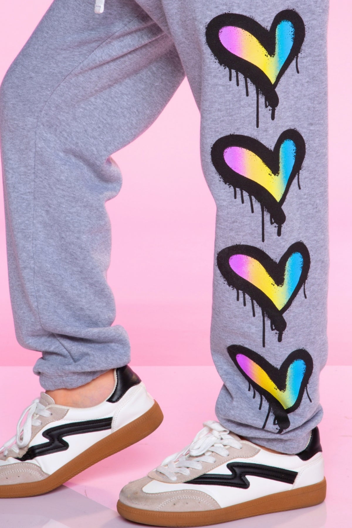 Cotton Soft French Terry Sweatpant ••• - Grey Pink Blue Stripe