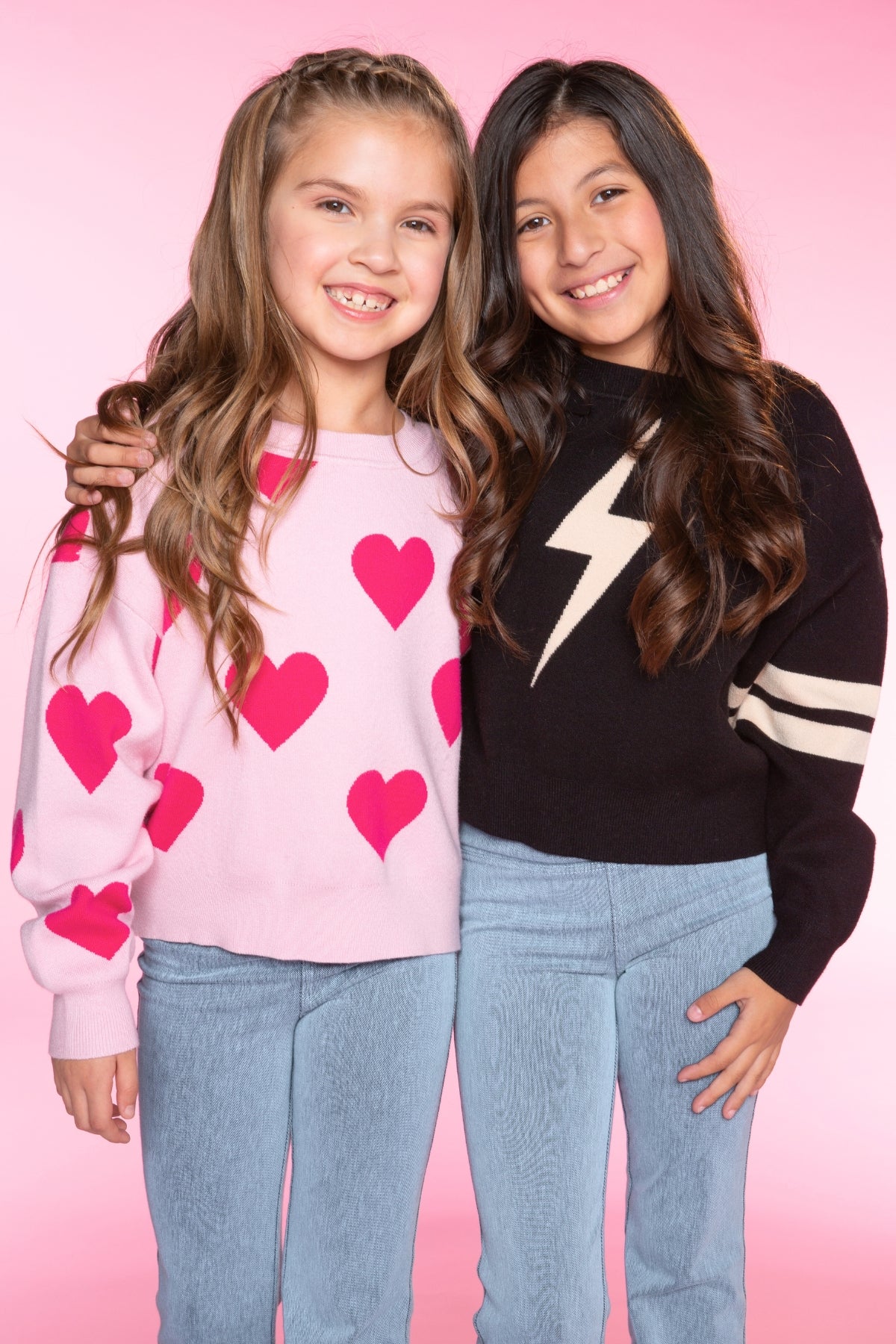 Yummy Soft Crew Neck Sweater - Lt Pink Yellow Lemon