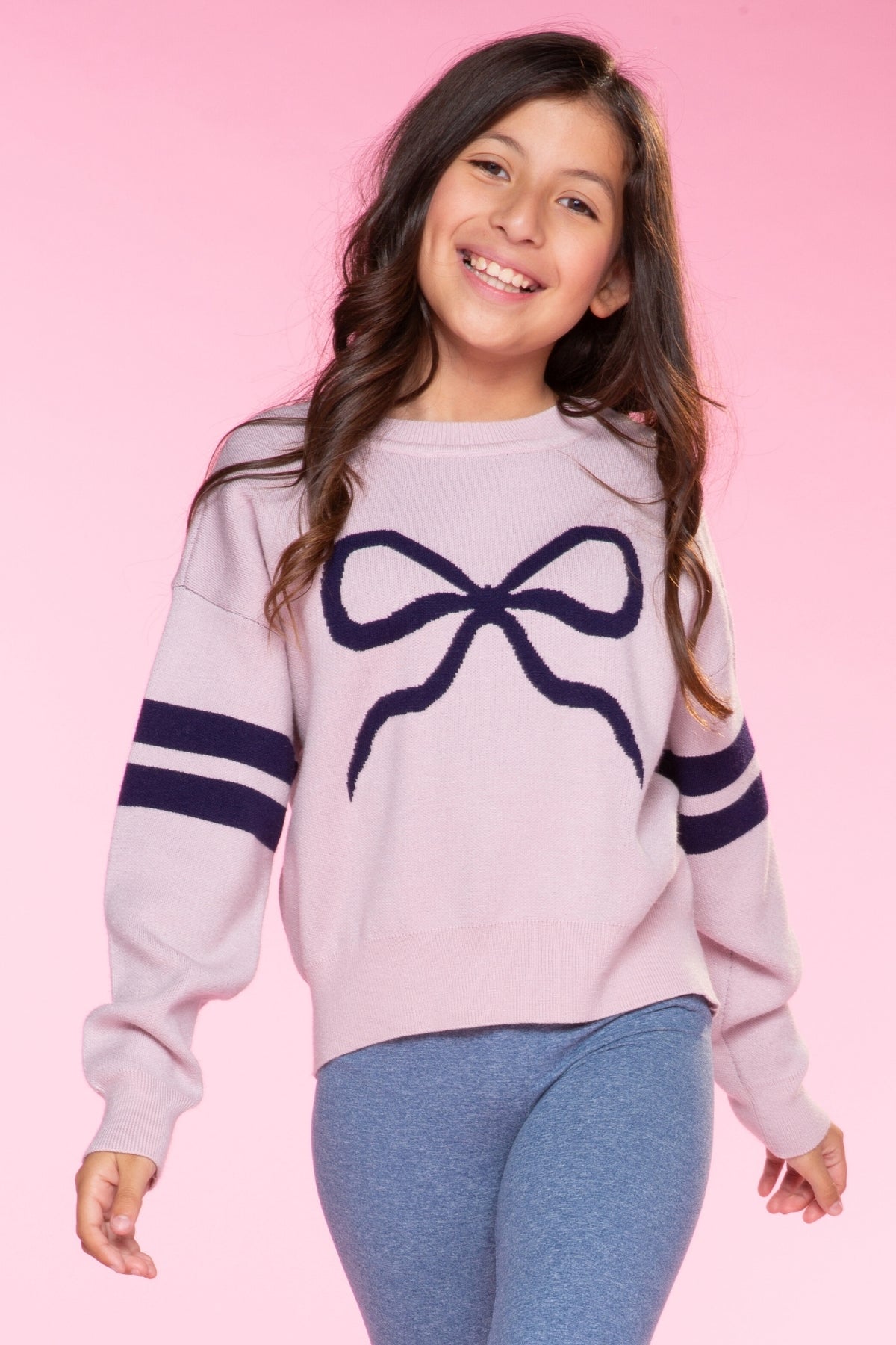Yummy Soft Crew Neck Sweater - Lt Pink Yellow Lemon