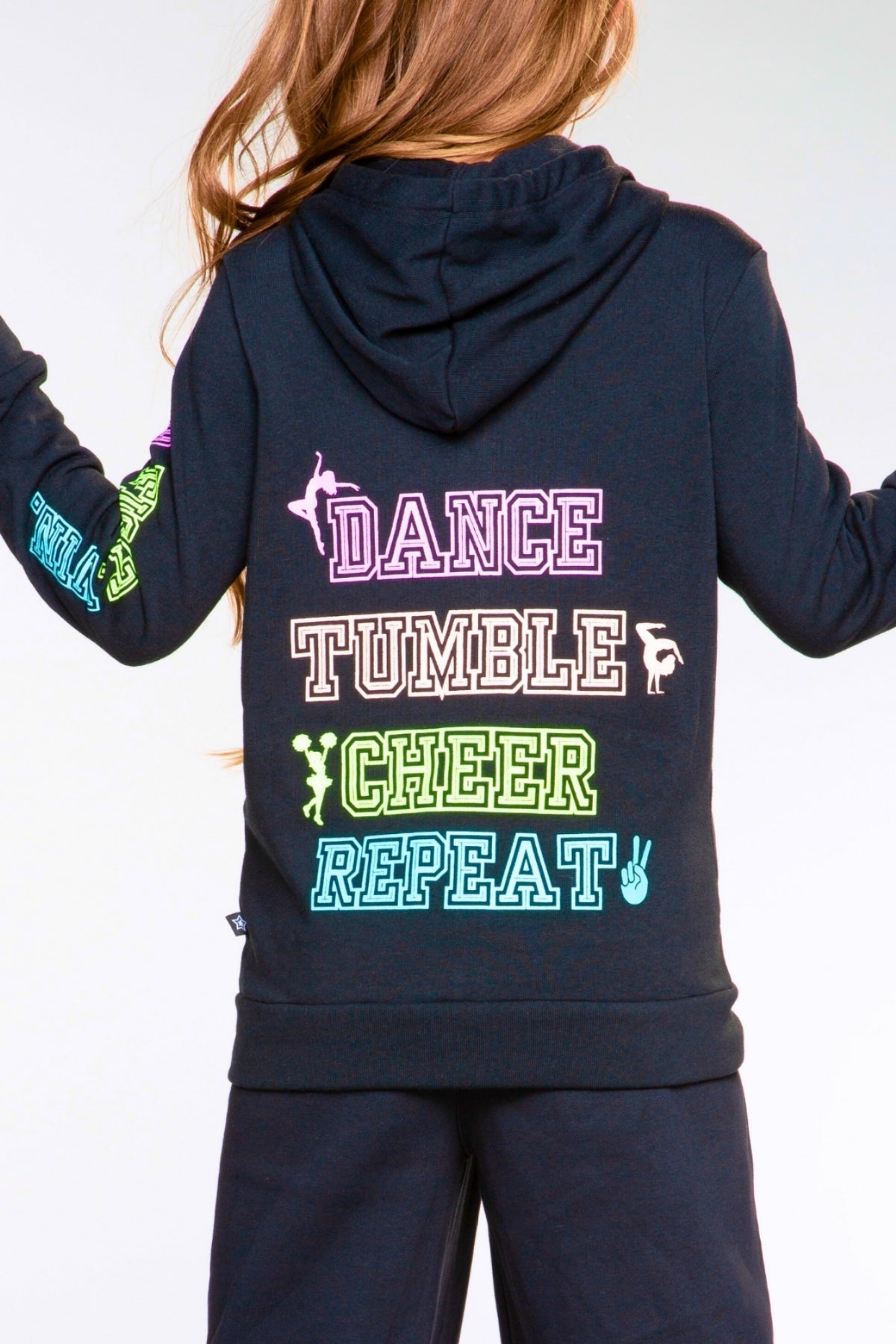 Cotton Soft French Terry Easy Zip Hoodie - Black Dance Tumble Cheer