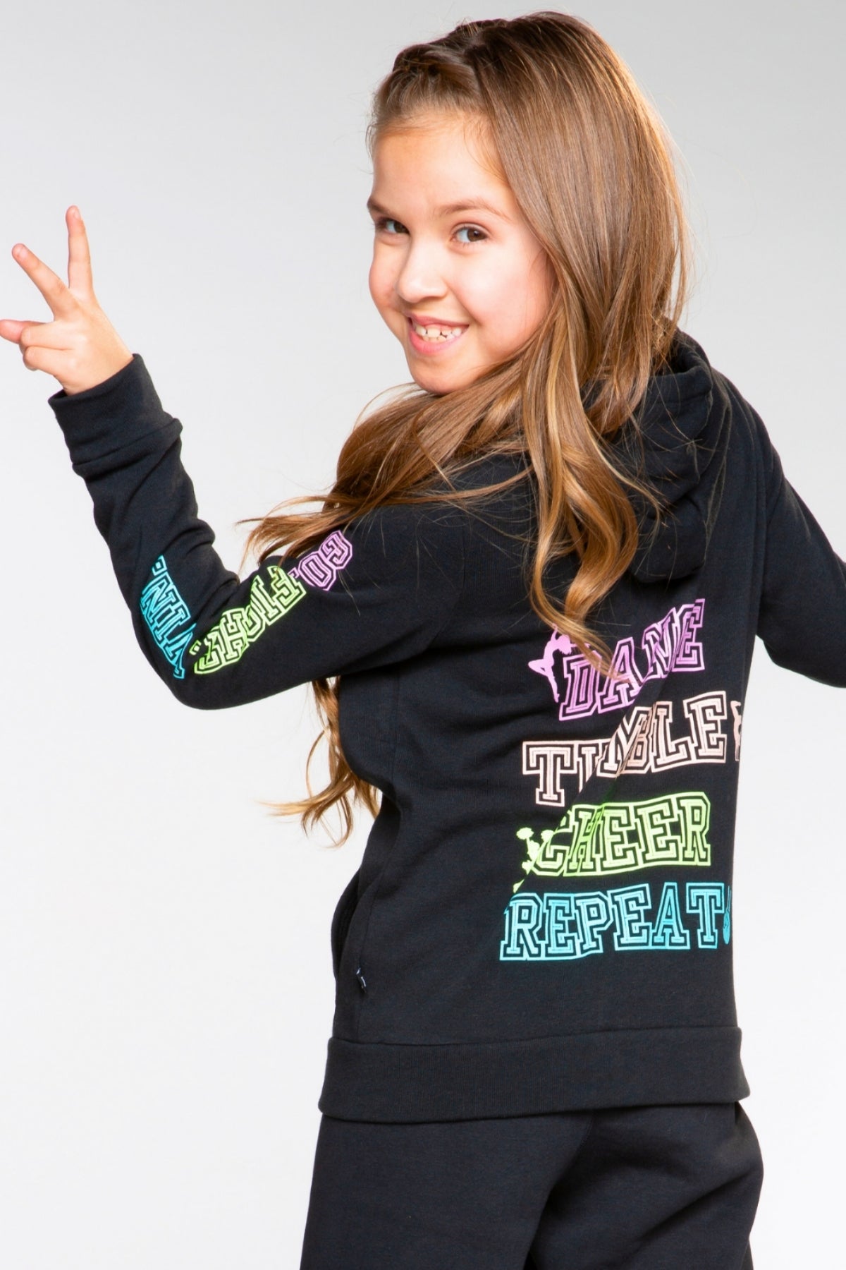Cotton Soft French Terry Easy Zip Hoodie - Black Dance Tumble Cheer
