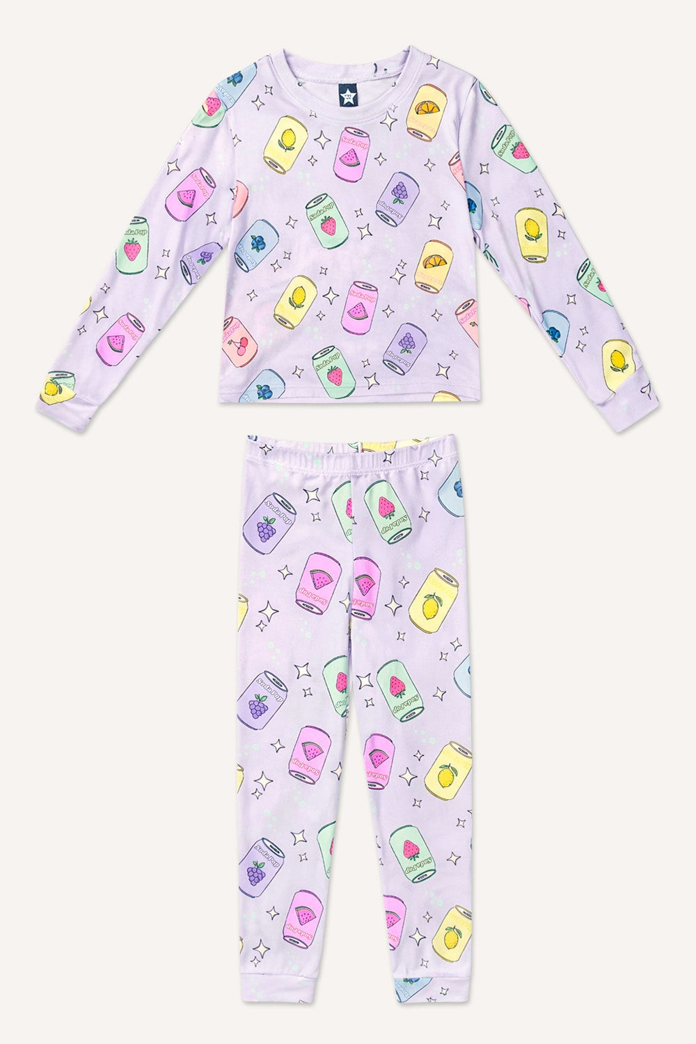 Simply Soft Long Sleeve Crew & Slim Lounge Bottom. - Lt Pink Paris Icons