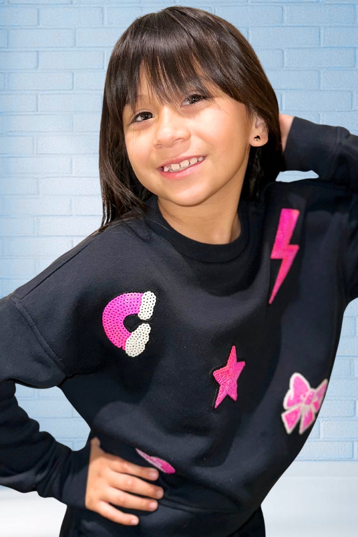Cloud Soft French Terry Everyday Sweatshirt - Pink Daisy Rainbow