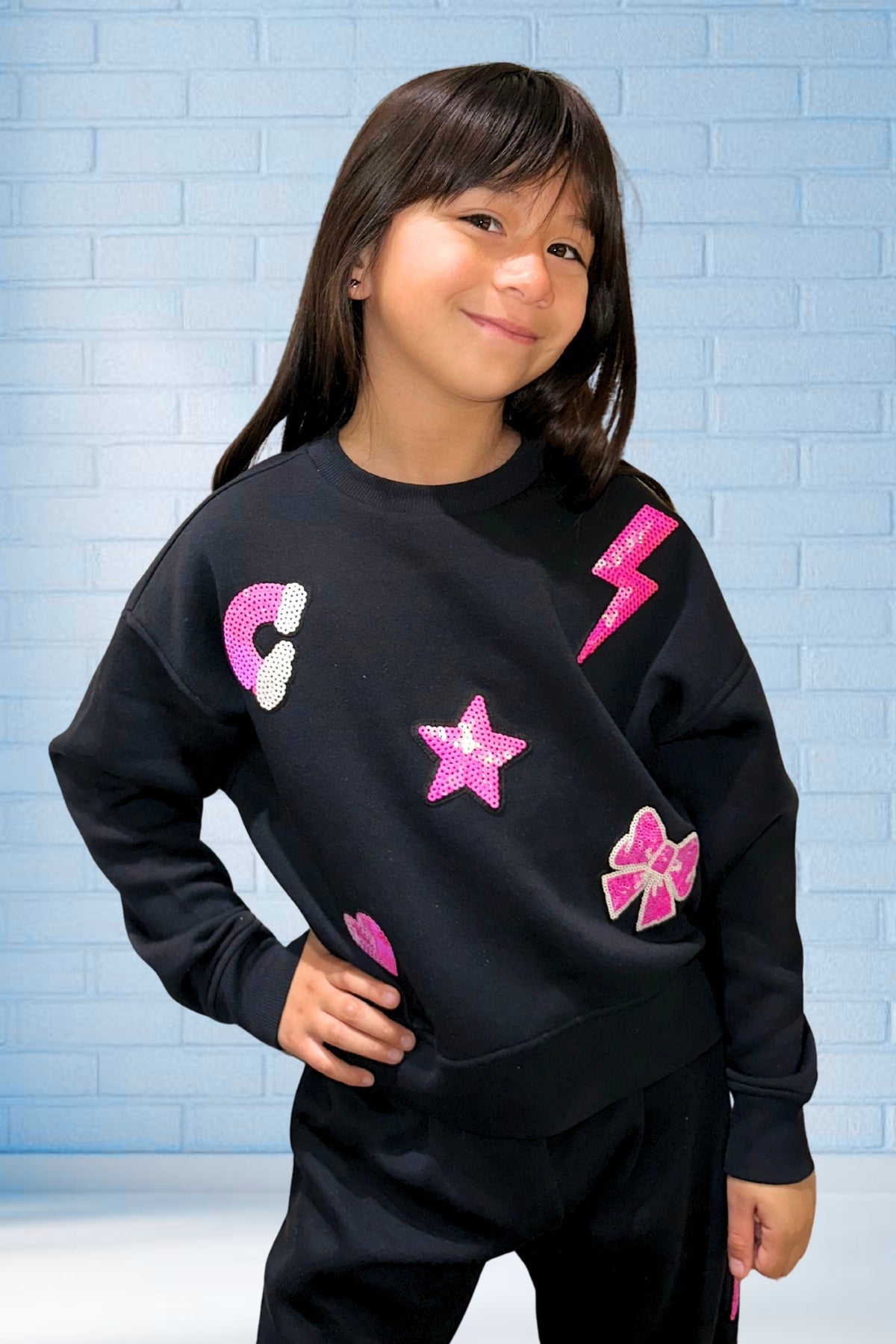 Cloud Soft French Terry Everyday Sweatshirt - Pink Daisy Rainbow