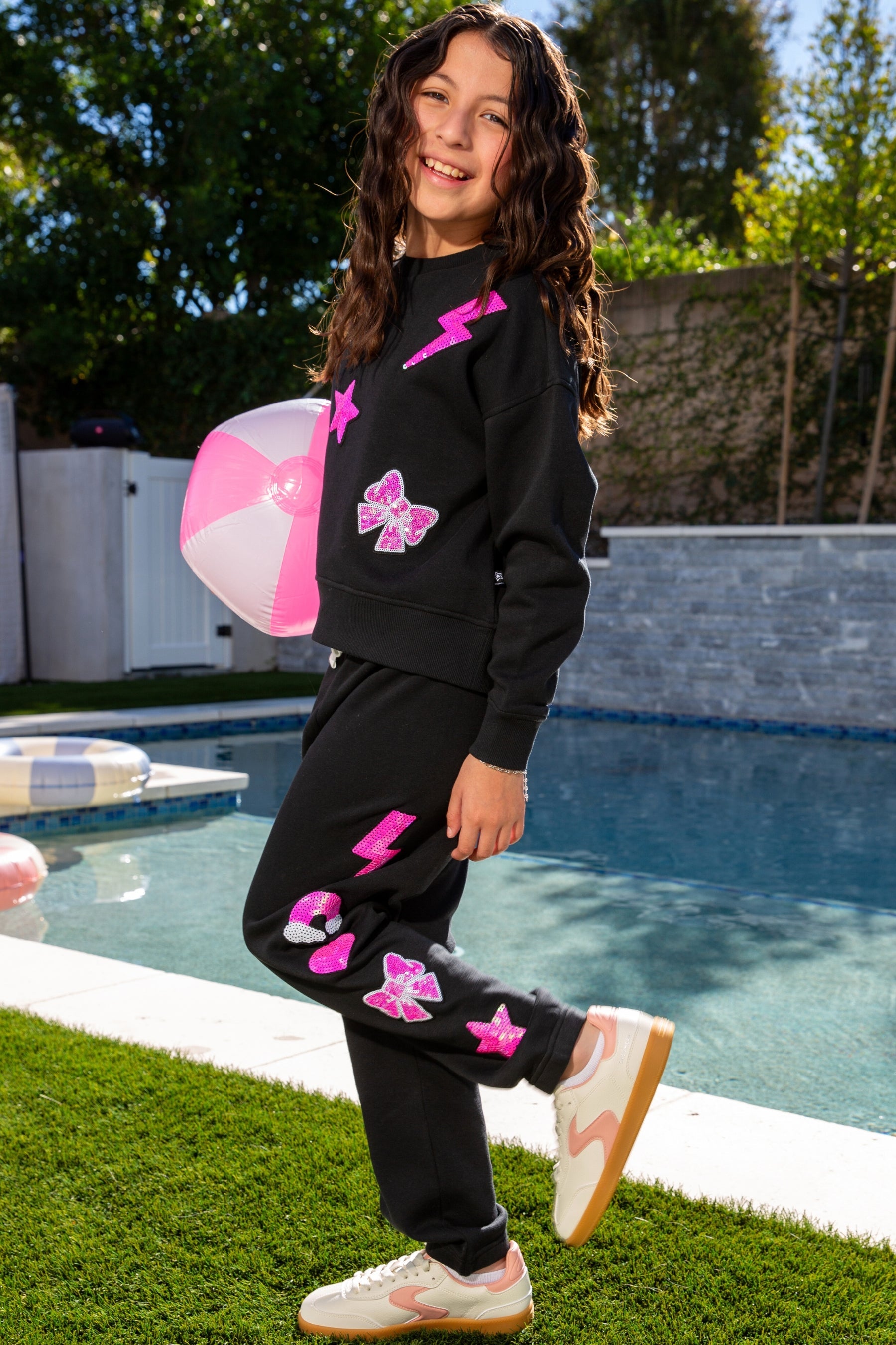Cloud Soft French Terry Everyday Sweatshirt - Pink Daisy Rainbow