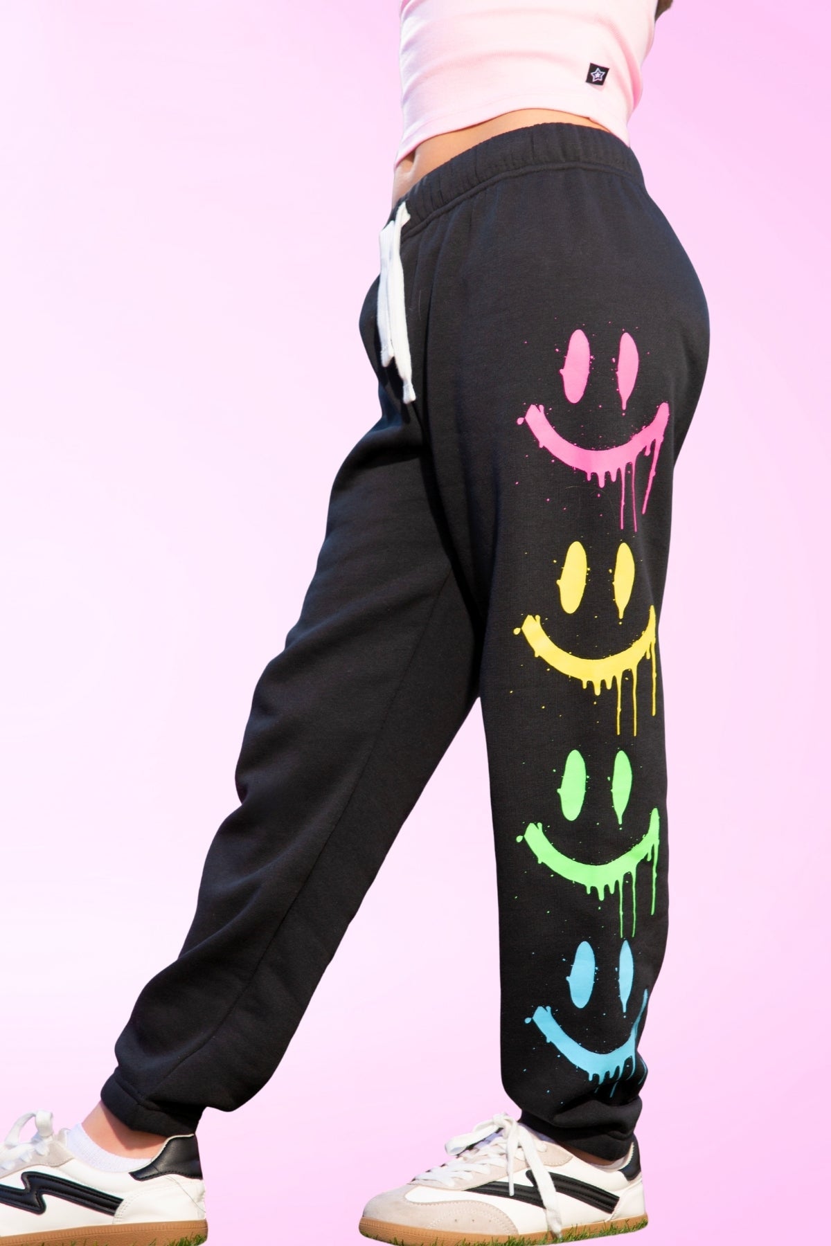 Cloud Soft French Terry Sweatpant - Bubble Gum Pink Palm