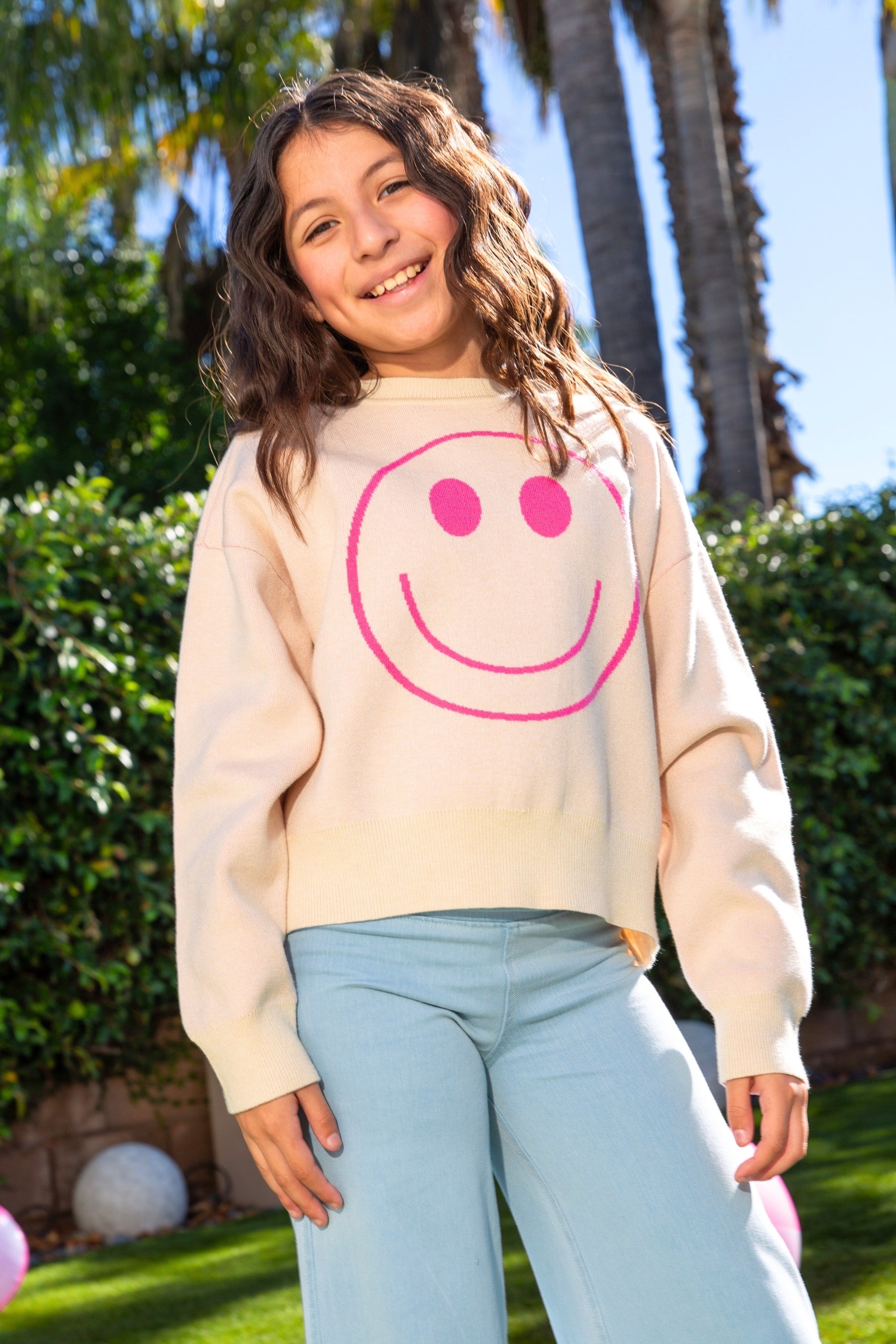 Yummy Soft Crew Neck Sweater - Lt Pink Yellow Lemon