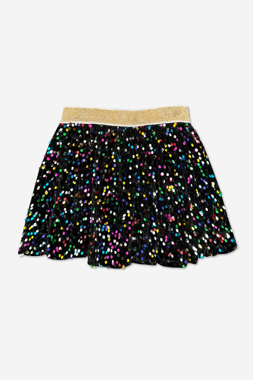 Sequin Velvet Skirt - Black Confetti