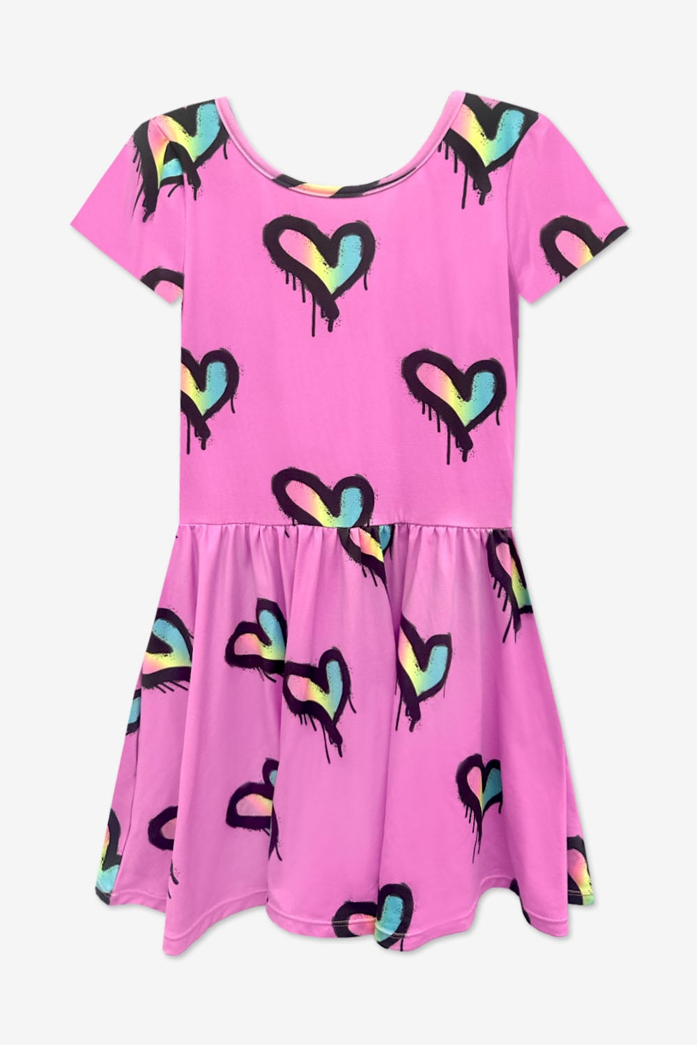 Simply Soft Short Sleeve Be Happy Dress - Tie Dye Rainbow Donuts - NEW!