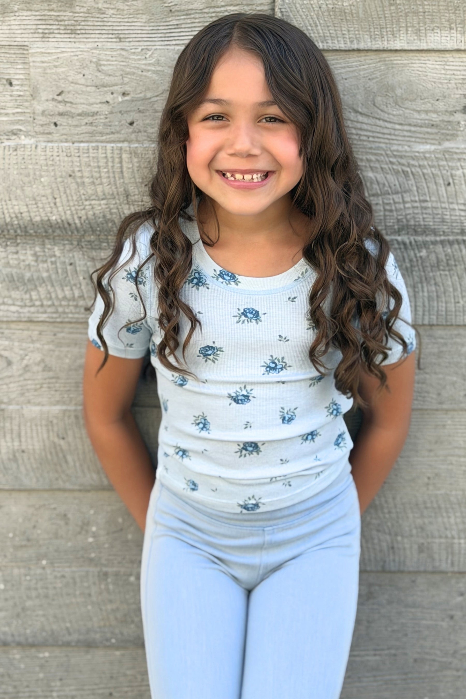 2 Pack Ultra-Soft Ribbed Fitted Tee - Light Blue Ivory Ditsy Floral | Light Pink Ditsy Floral