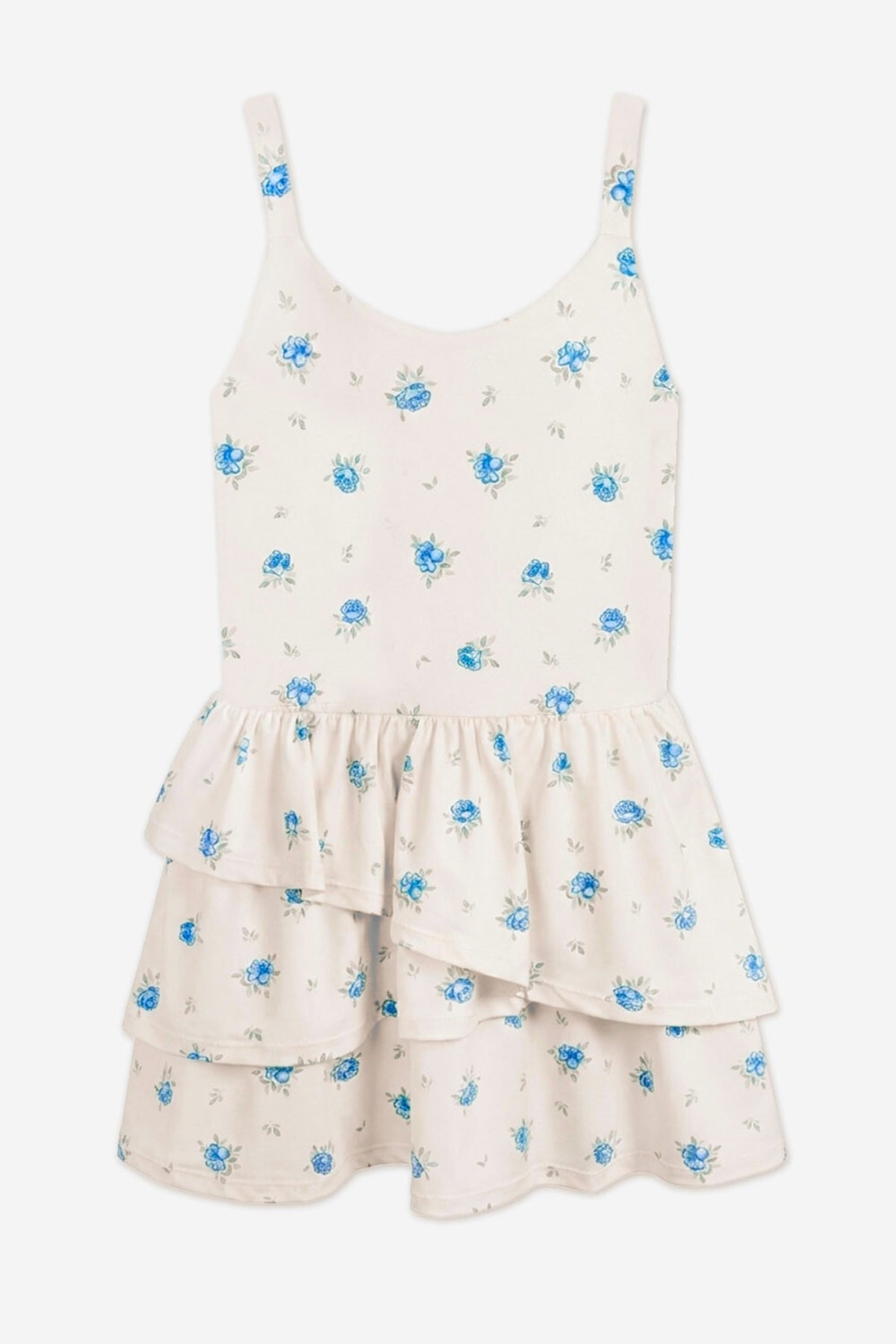 Air Swift Asymmetrical Tank Dress - Ice Blue Floral