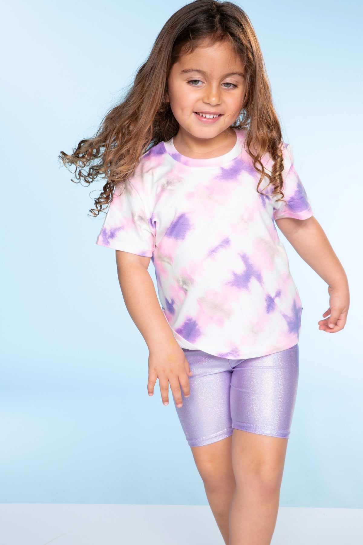 High Shine Biker Short - Silver Rainbow Gummy Bear